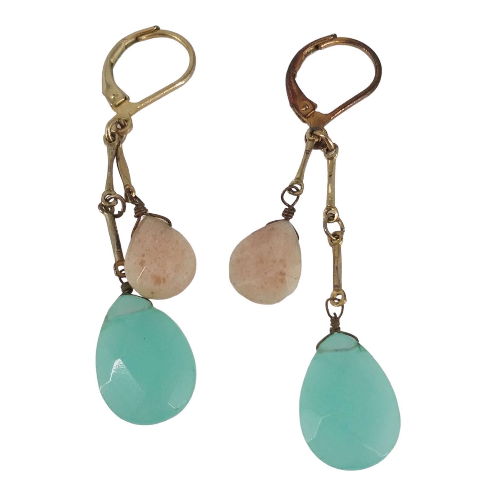 Pink Blue Drop Dangle Earrings Pierced Teardrop Classic Vintage