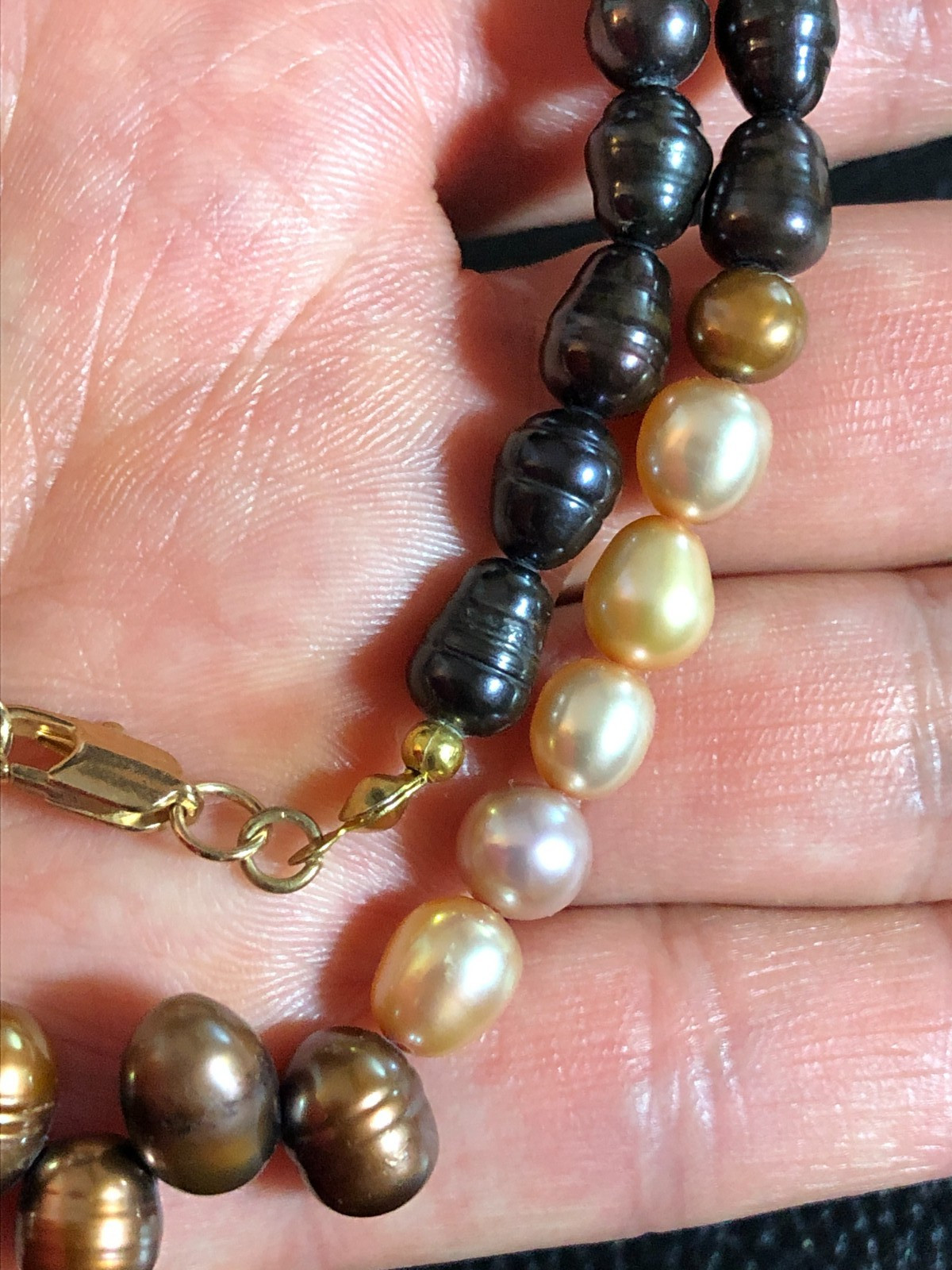 Freshwater Pearl Strand Necklace Multi-Color Black Brown Peach Beach Boho P23