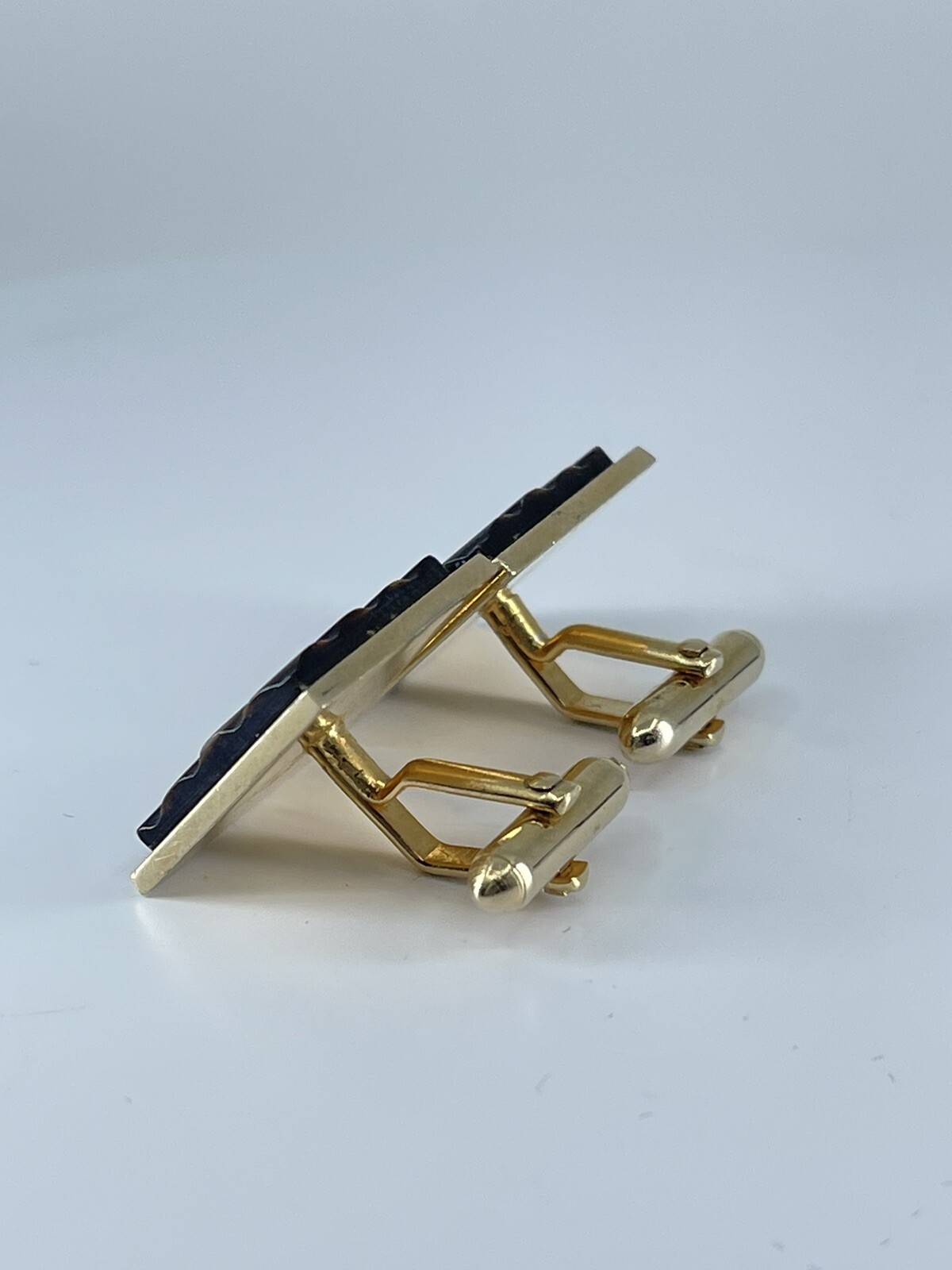 Swank Cufflinks Mother of Pearl square ribbed design bullet backs 1″