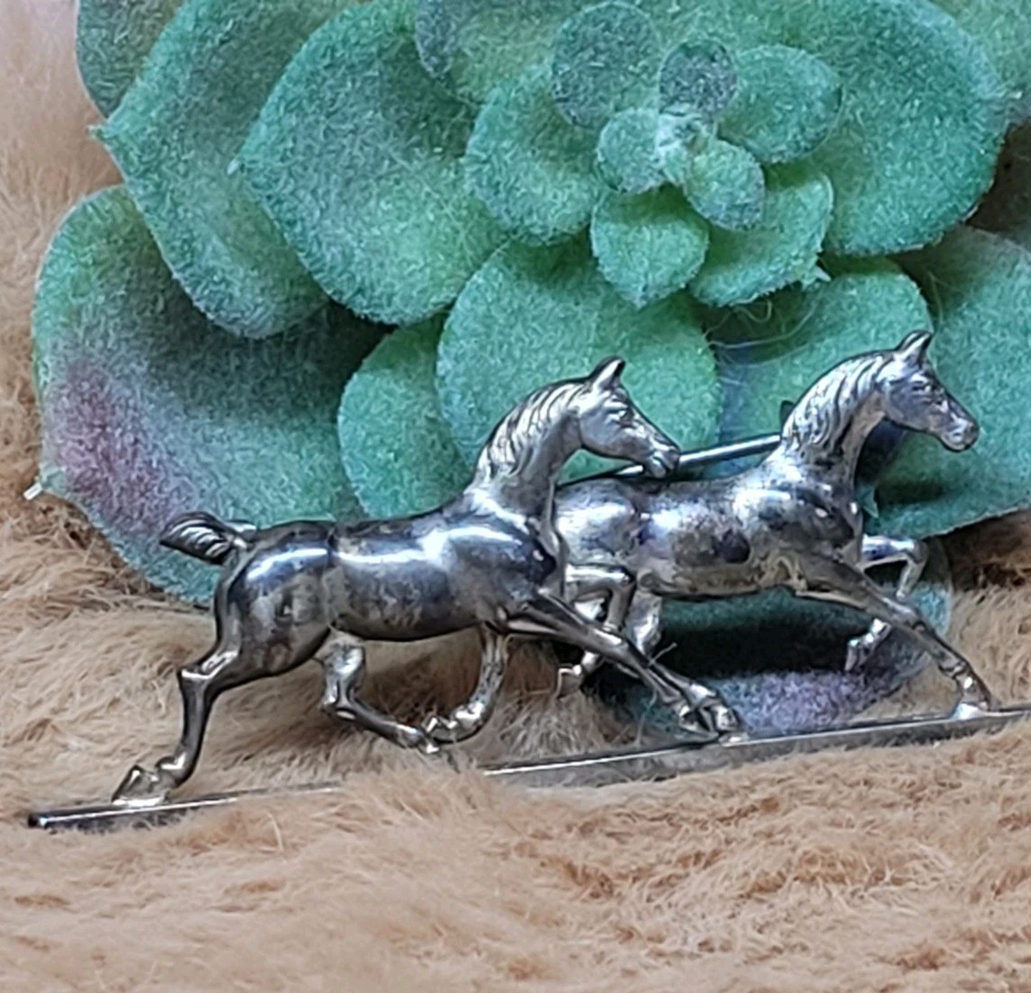 Vintage Sterling Silver Running Horse Brooch 925 Equestrian Pin Tested 6g