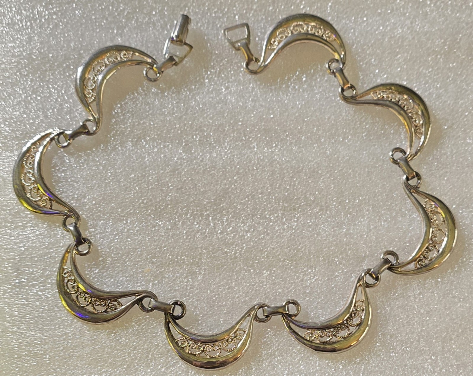 Vintage Etruscan Victorian Revival Curves Openwork Collar Link Necklace