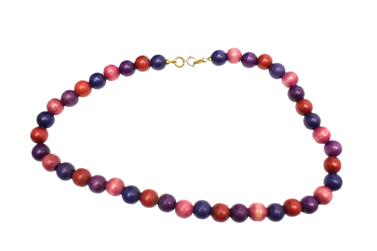 Vintage Red purple and blue wooden beaded necklace