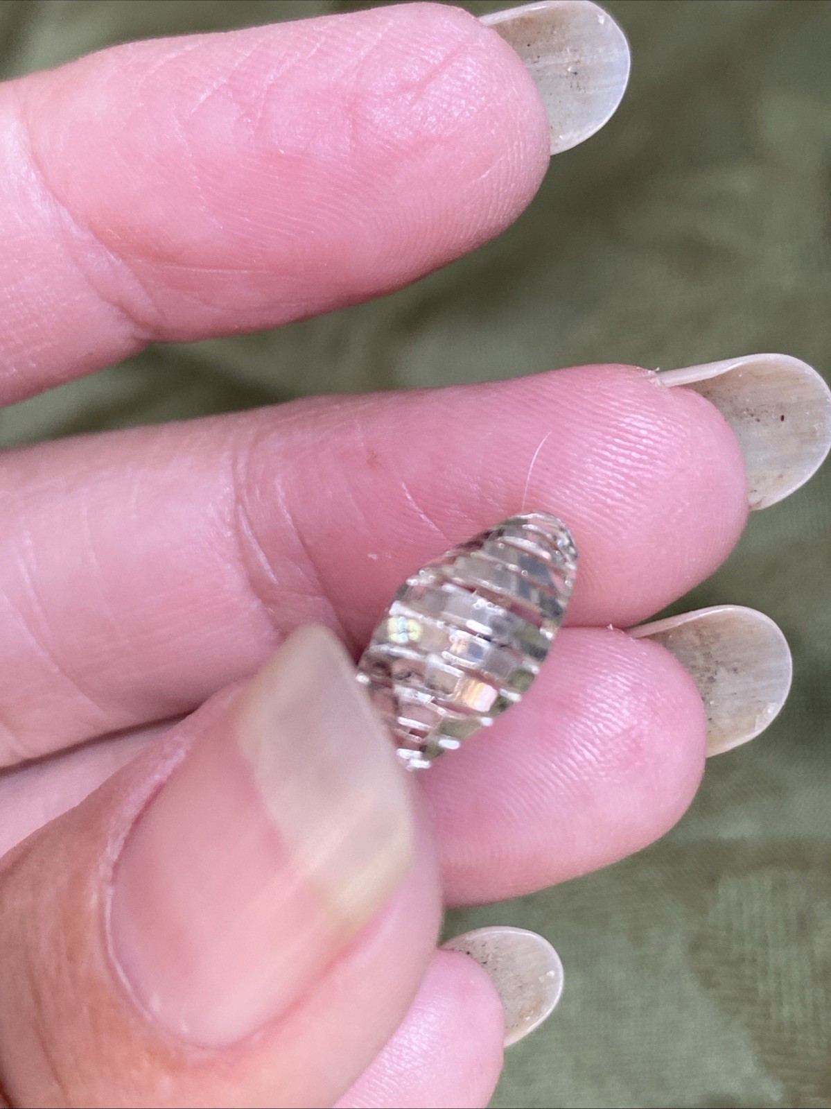 925 Sterling Silver Vintage Diamond-Cut Ribbed Ring Size 5.5 Lightweight