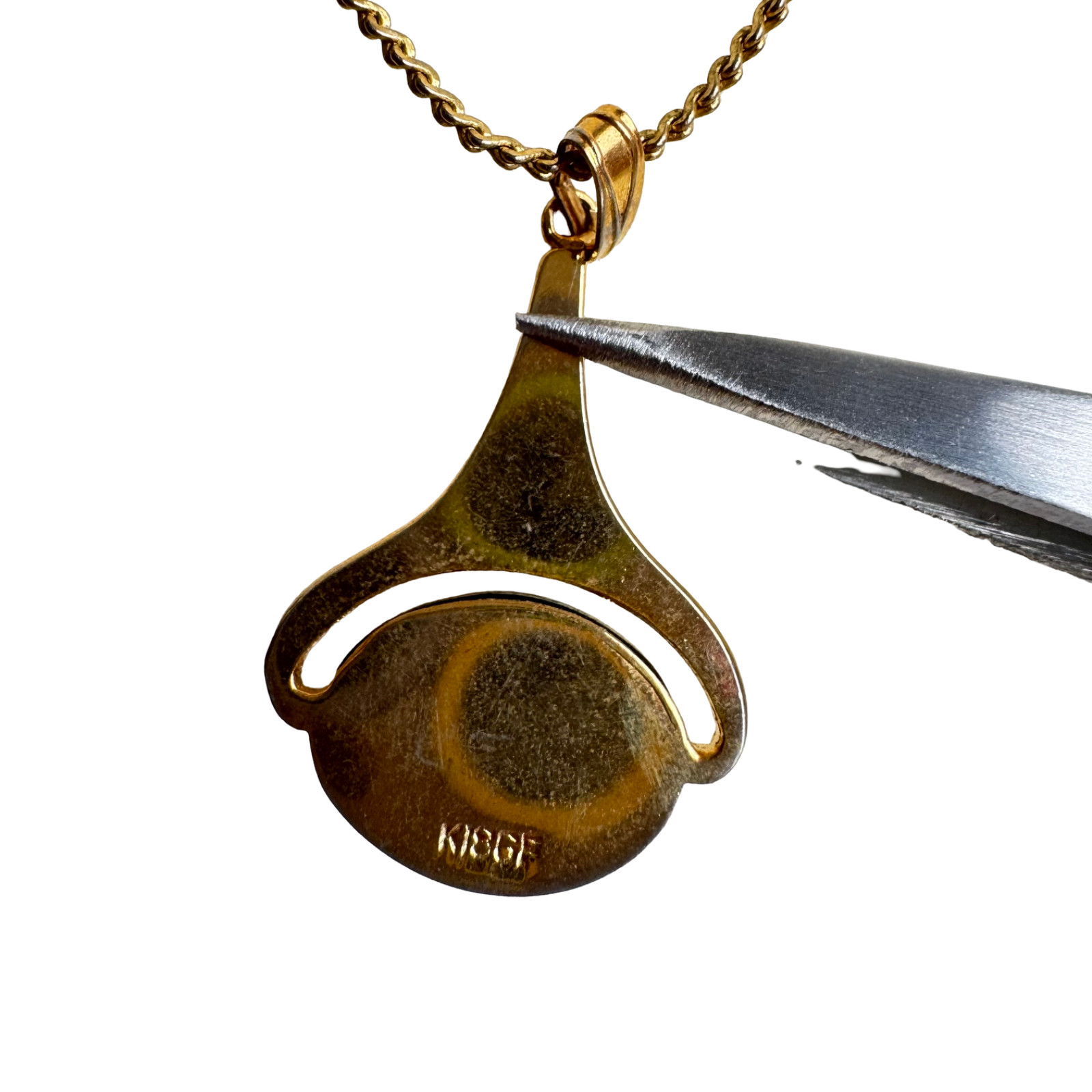 K18GF Black Pendant Necklace Gold Filled ADONDI Vintage Modernist Outfit Wear