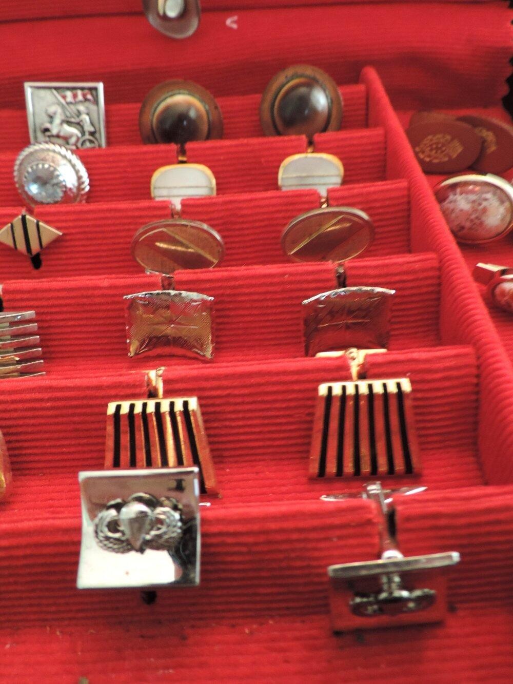 Vtg Lot #3 Men’s Jewelry Box Cuff Links Tie Clips Swank Kreisler Craft Unsigned