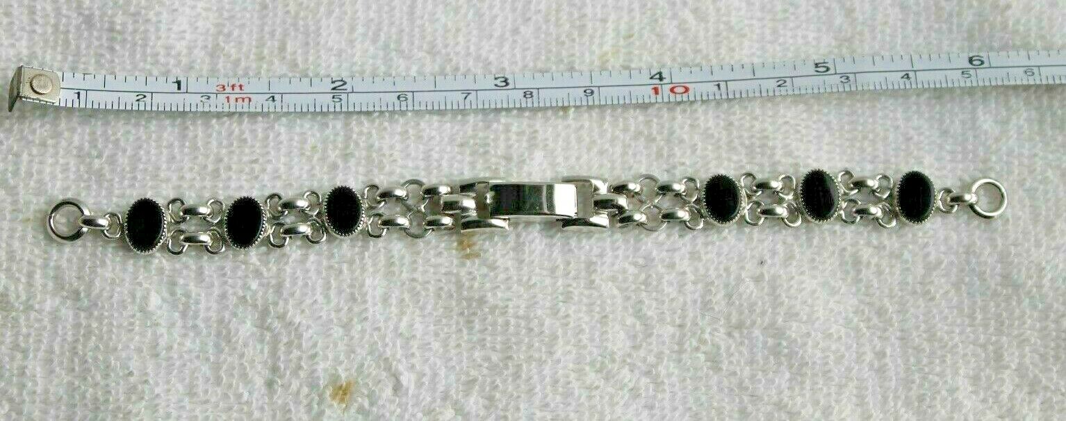 Hadley Black Onyx Scarab Band 1/20-12K Bracelet Watch Band White Gold Filled
