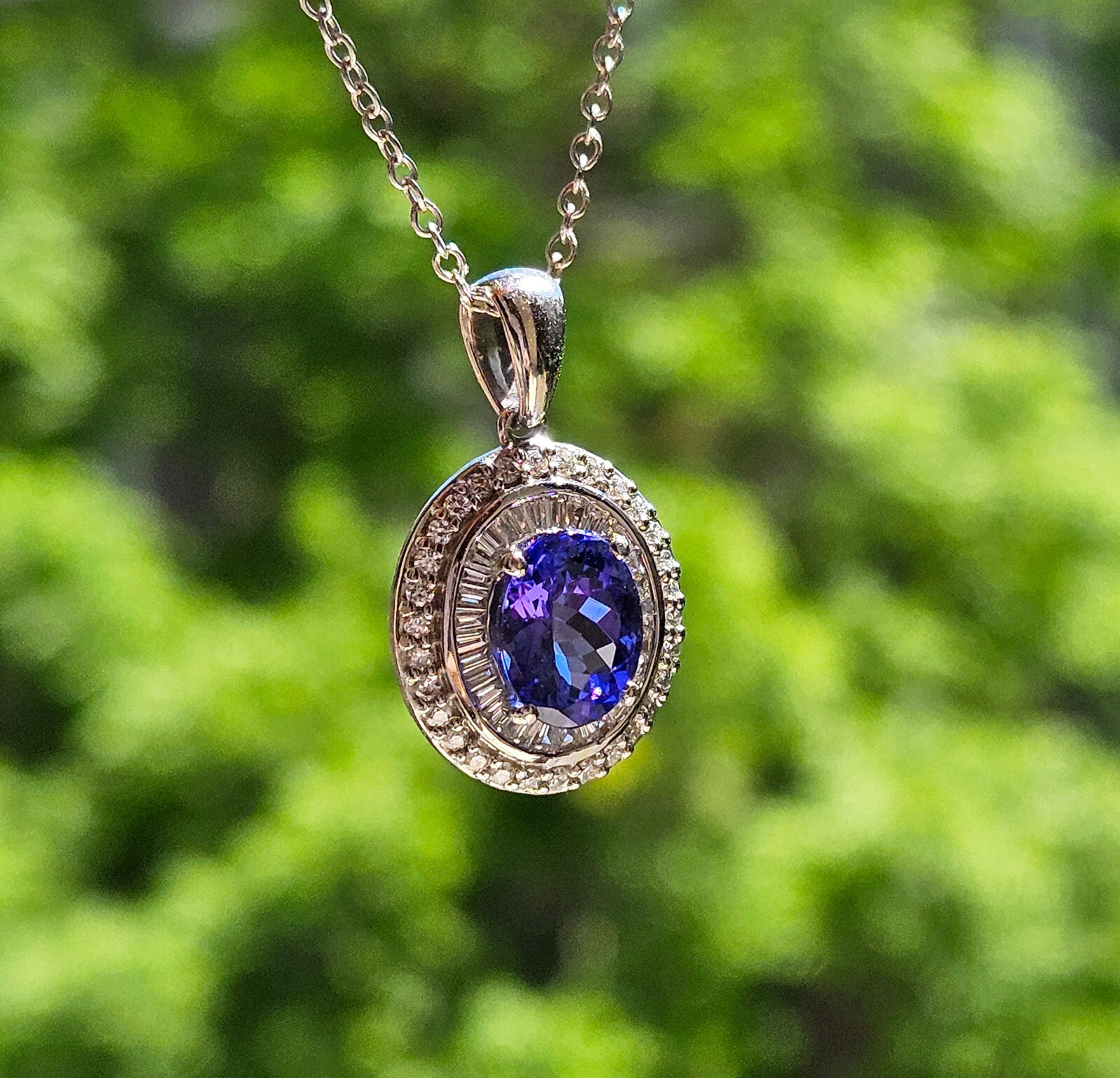 Rhapsody AAAA OVAL Tanzanite E-F VS Baguettes Diamonds 3.45ctw Platinum Pendant