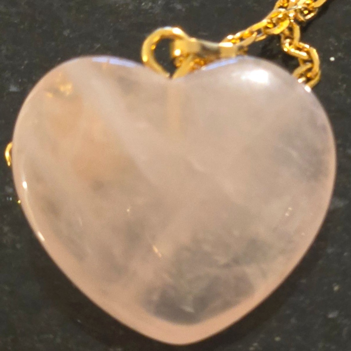 Vintage Avon Rose Quartz Heart Butterfly Pendant Necklace Gold Tone pink Gem