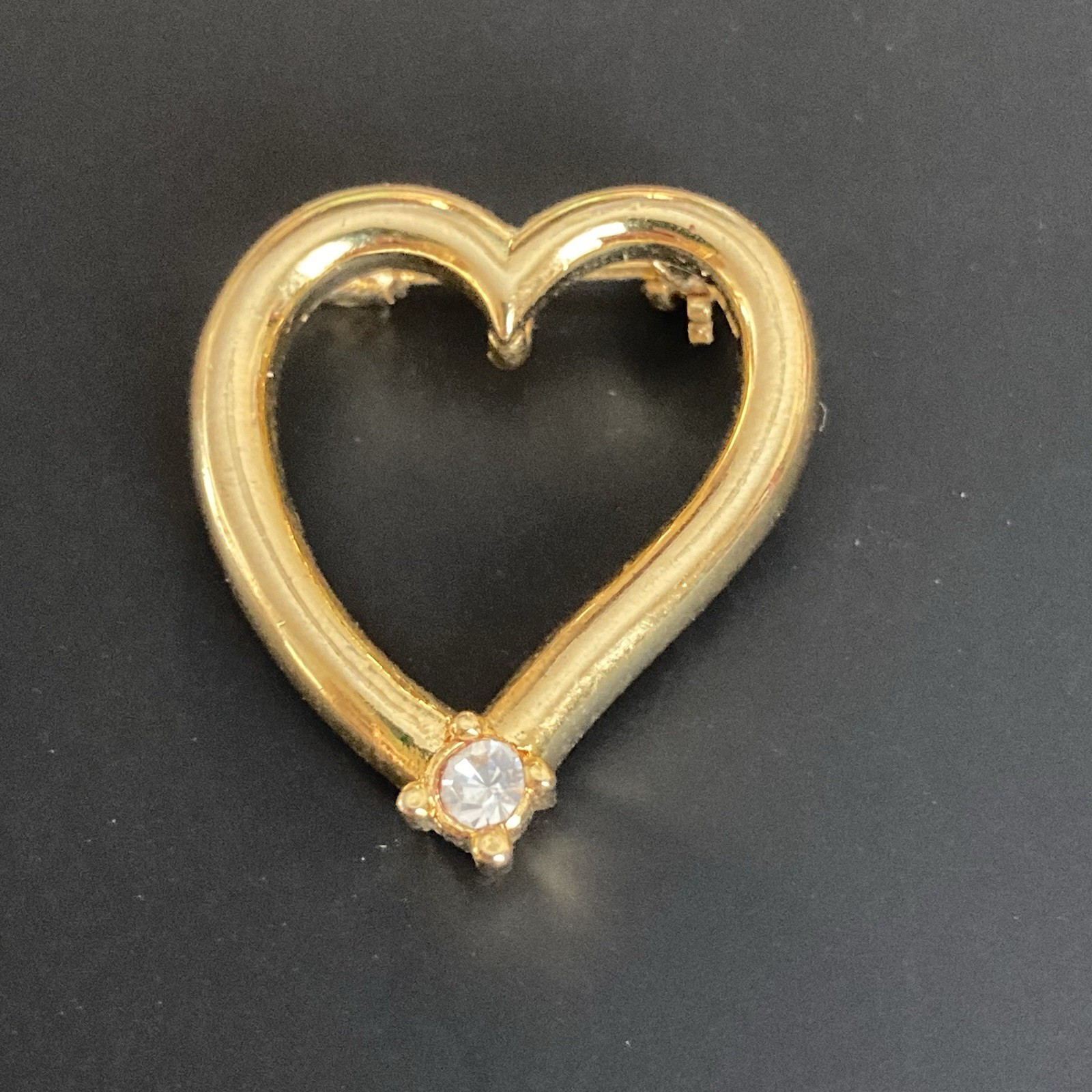 Vintage / Now Brooch Lot of 10 AAI Hearts Flowers Rhinestones Gold & Silver Tone