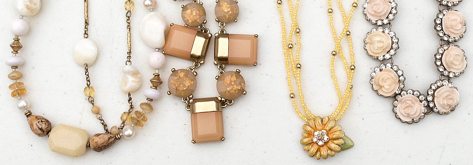 Vintage Lot of 4 Cream & Yellow Necklaces – 1 Loft, 1 lia sophia