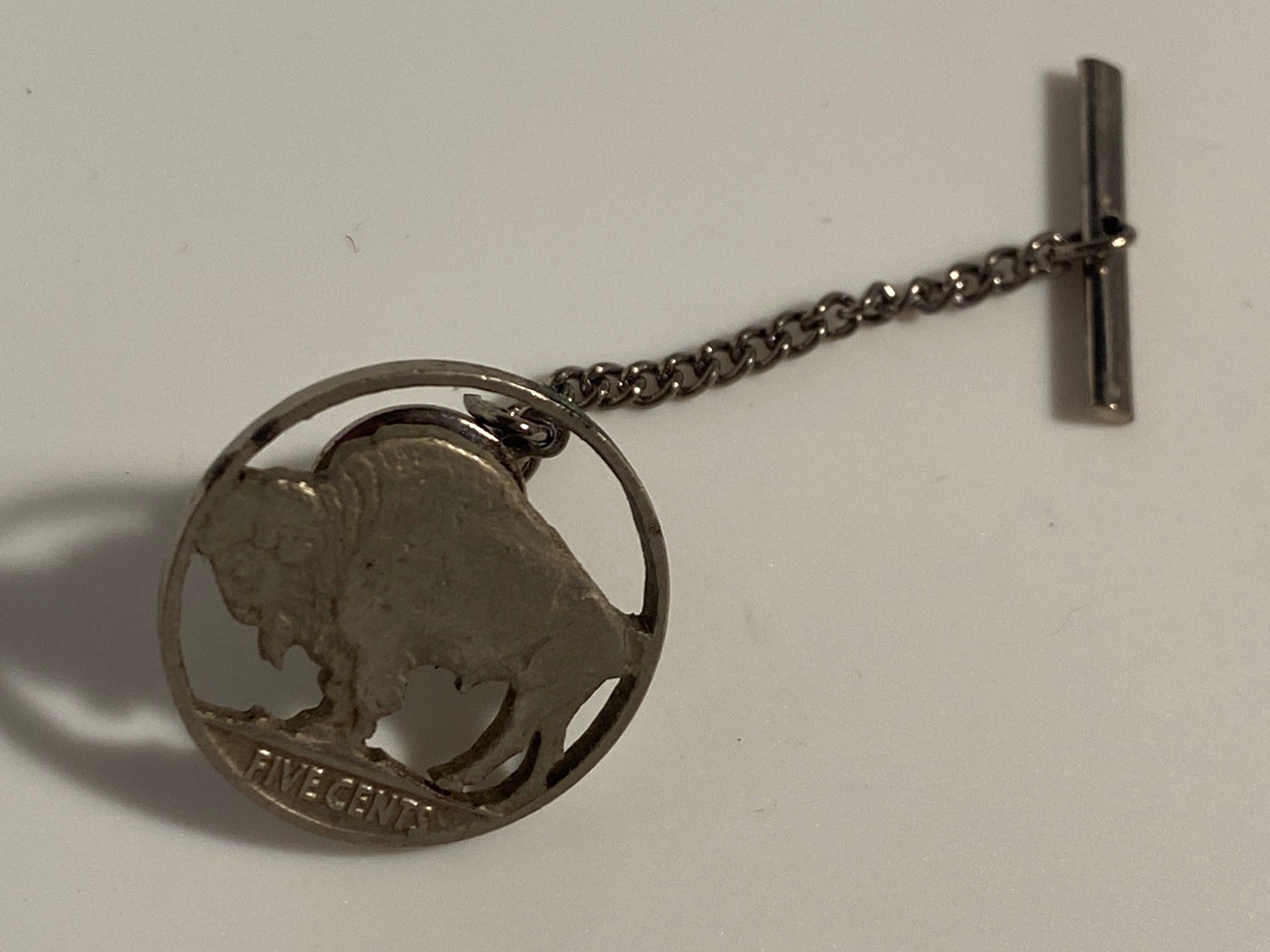 Cut Out Buffalo Nickel 5 Cents Coin USA Vintage Tie Tac Lapel Pin Badge