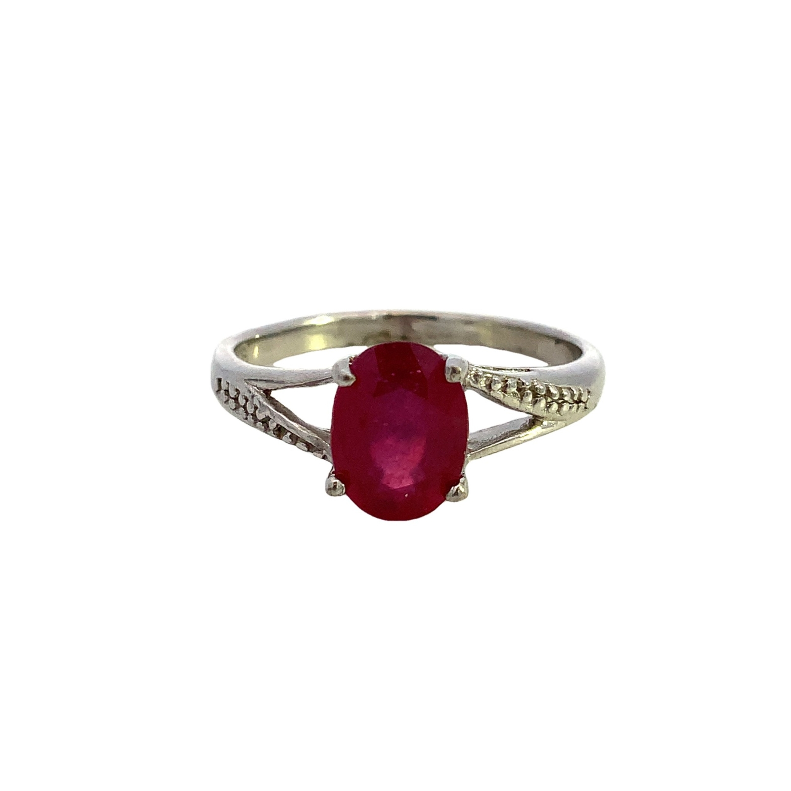 Vtg Sterling Silver Oval Red Ruby Split Shank Accent Statement Ring Sign STS 925