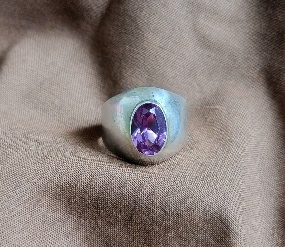 Soviet Silver 875 Ring Size 10.5 Purple Stone 7.19g Vintage USSR – Read Desc