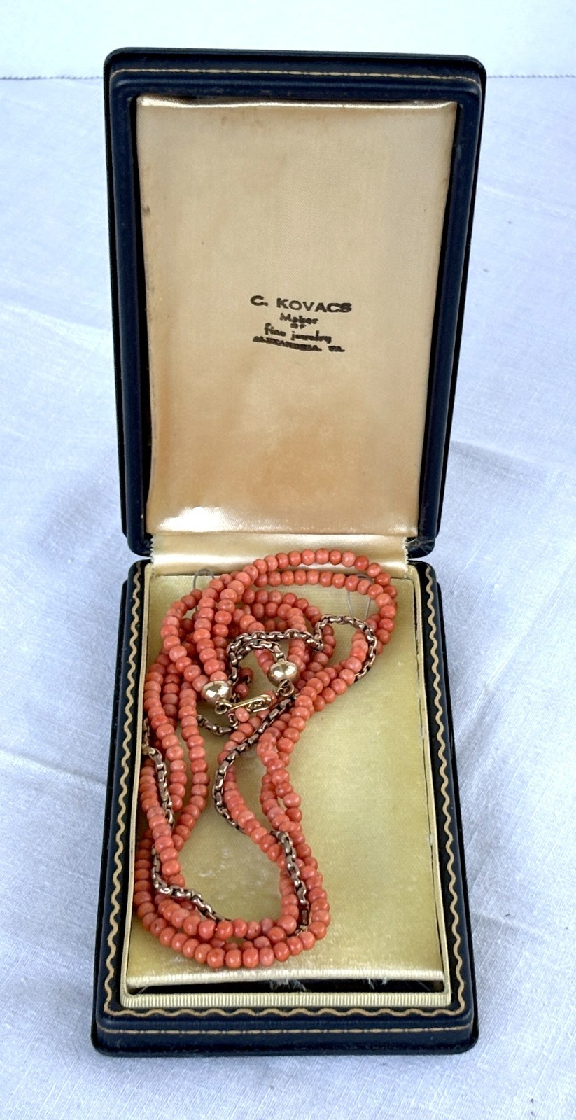 Deco Era Natural Salmon Coral Torsade Necklace