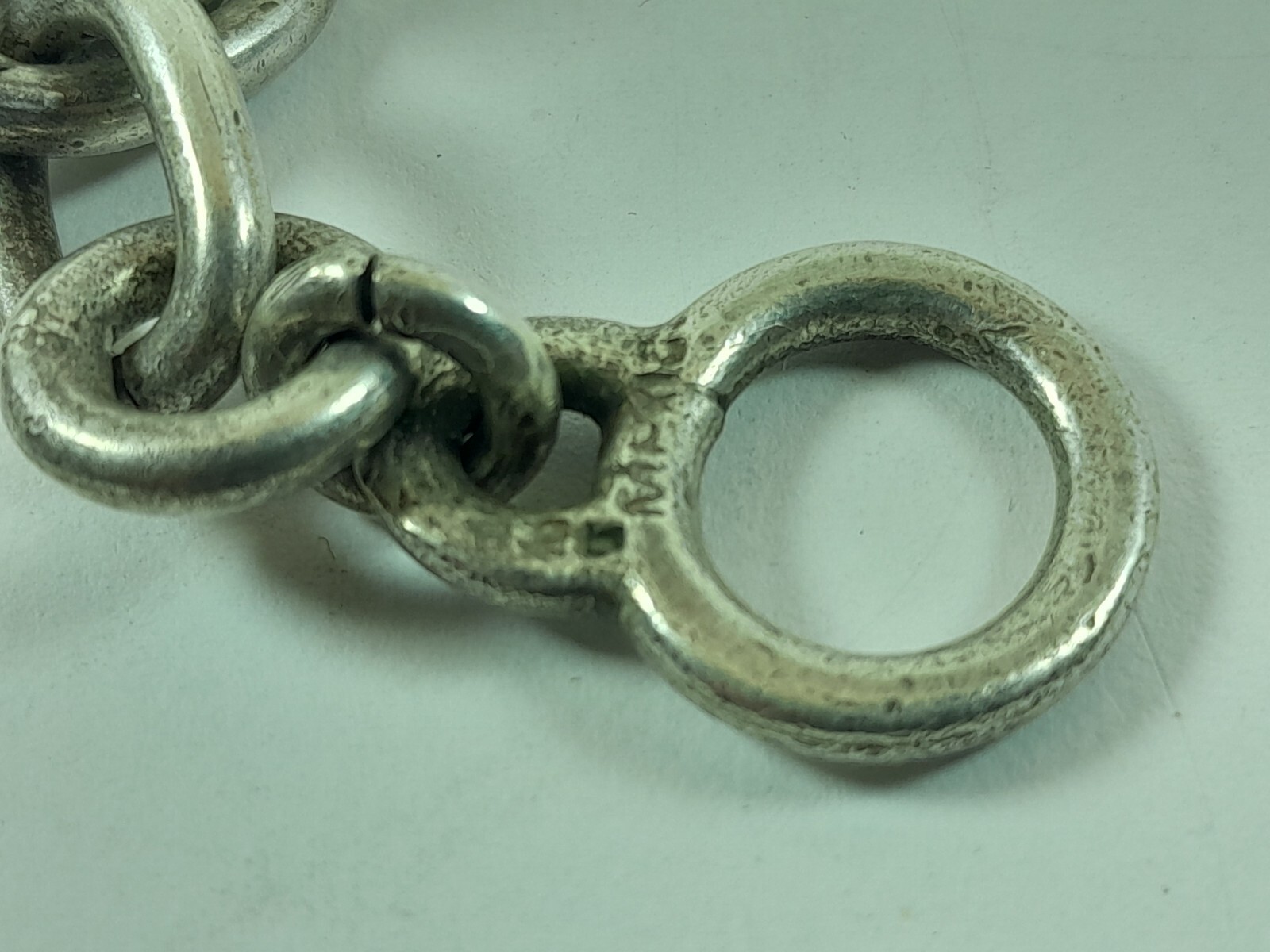 MEXICO VINTAGE BRACLET MEN’S STERLING SILVER 925 LINK CHAIN 64 GRAMS l.8,46 inch