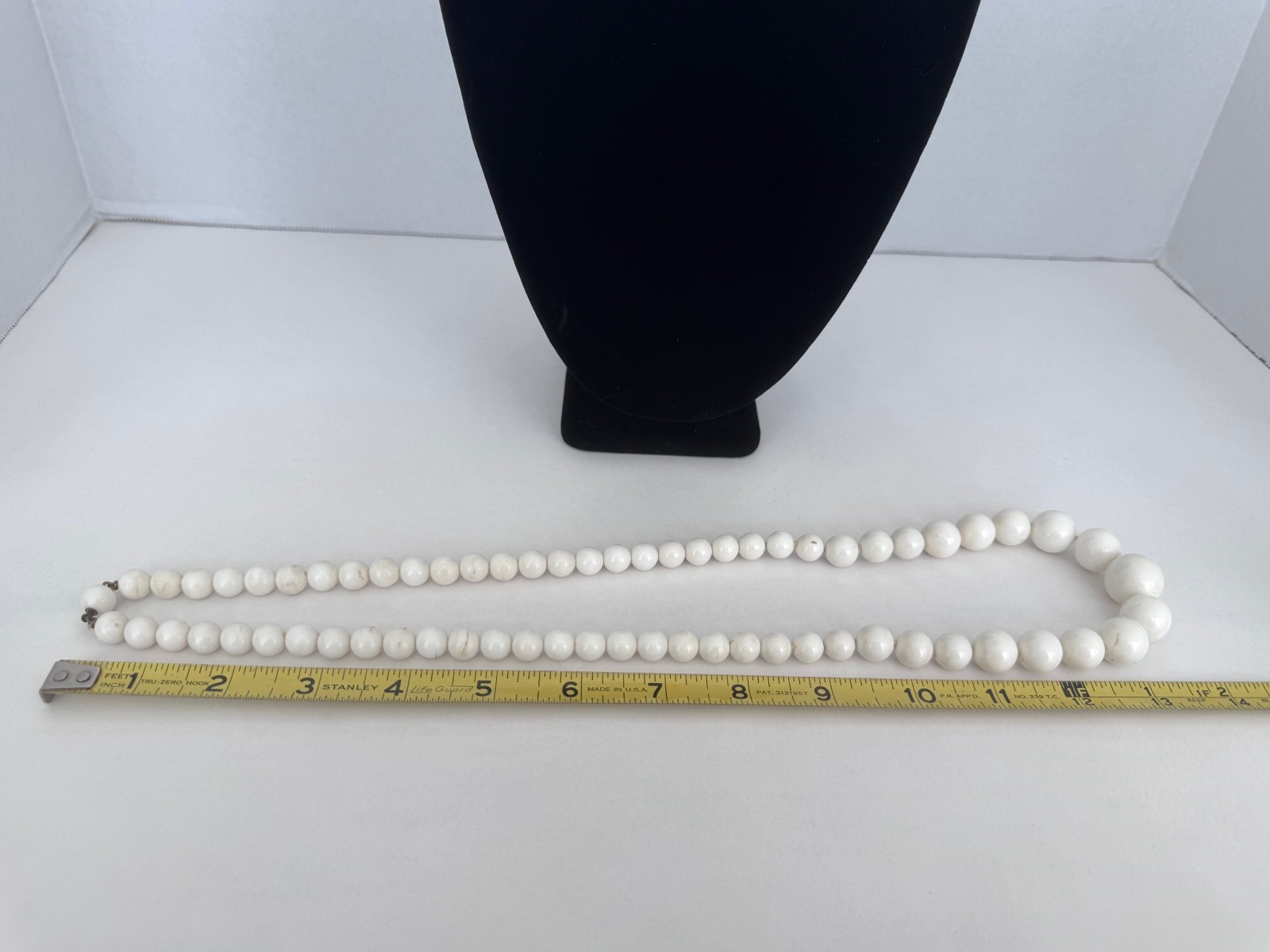 MCM White Plastic Jewelry Set – Necklace, 2 Bangles, Clip-on Earrings