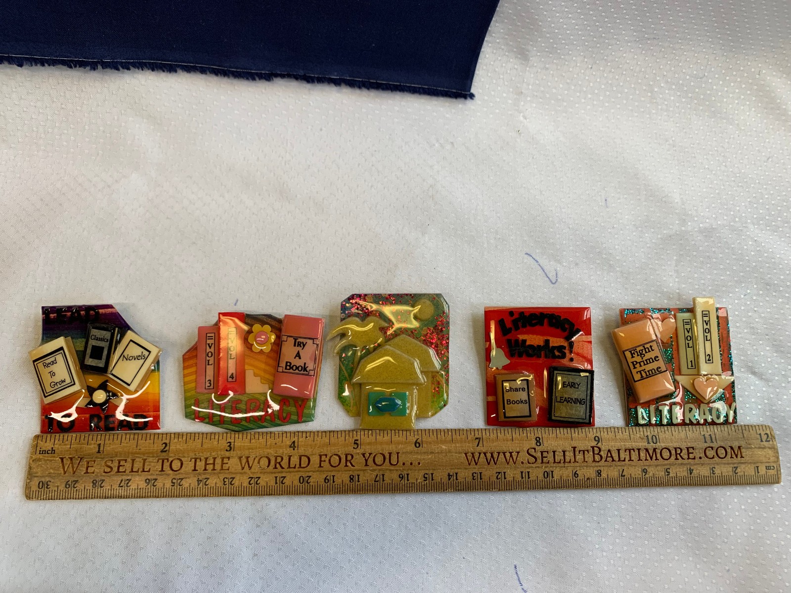 Vtg Book Pins by Lucinda Brooch Lot House Artisan Safety Lock Clasps