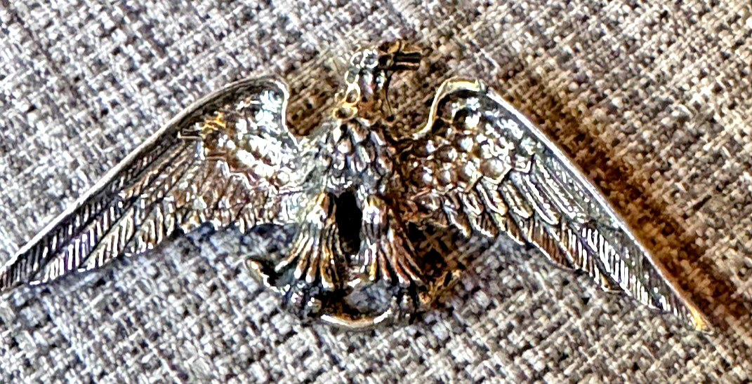 VTG Zentall Spread Wings Eagle Pin Brooch Burnished Brass Look Patriotic Jewelry
