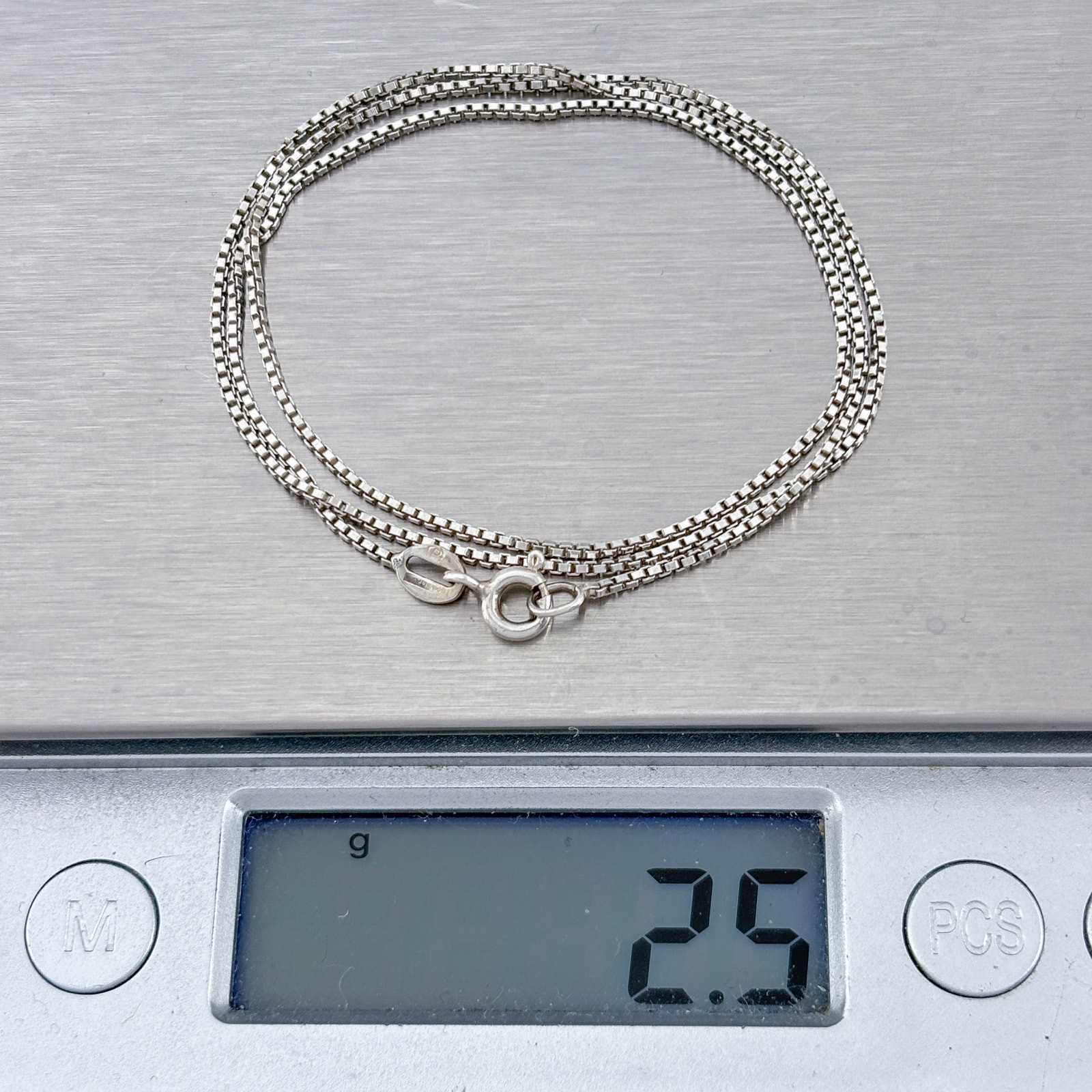 Vintage Italian Sterling Silver 925 Box Link Chain Necklace 16″