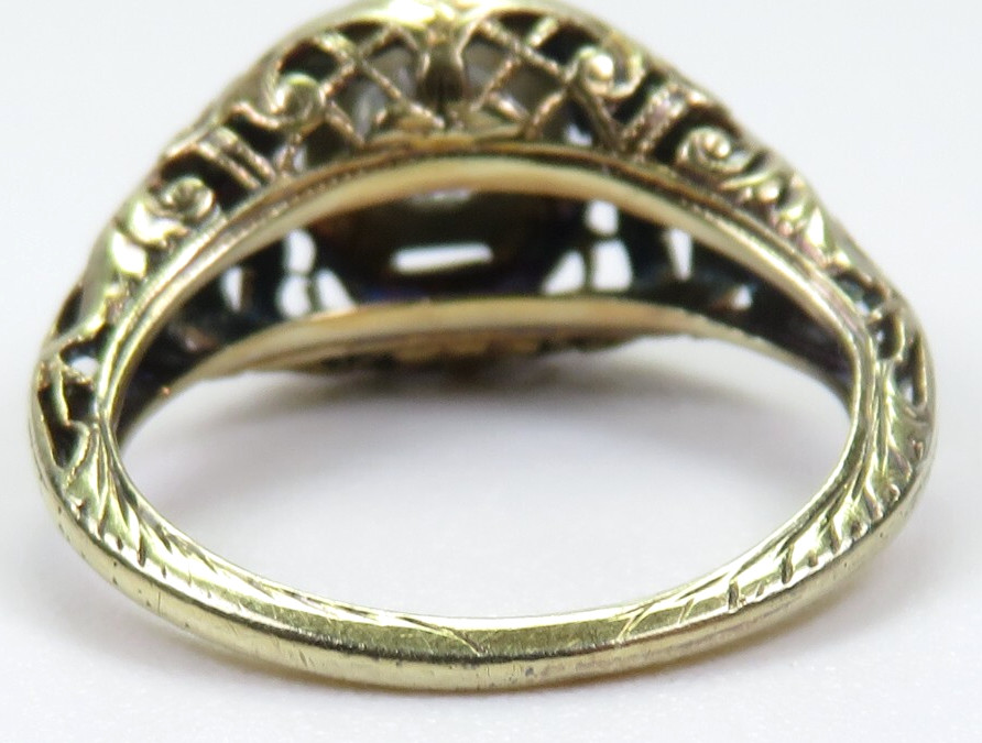 Antique 1920’s European Diamond 13KY/16KW Engagement Ring Size 4 UK-H dtd 1927