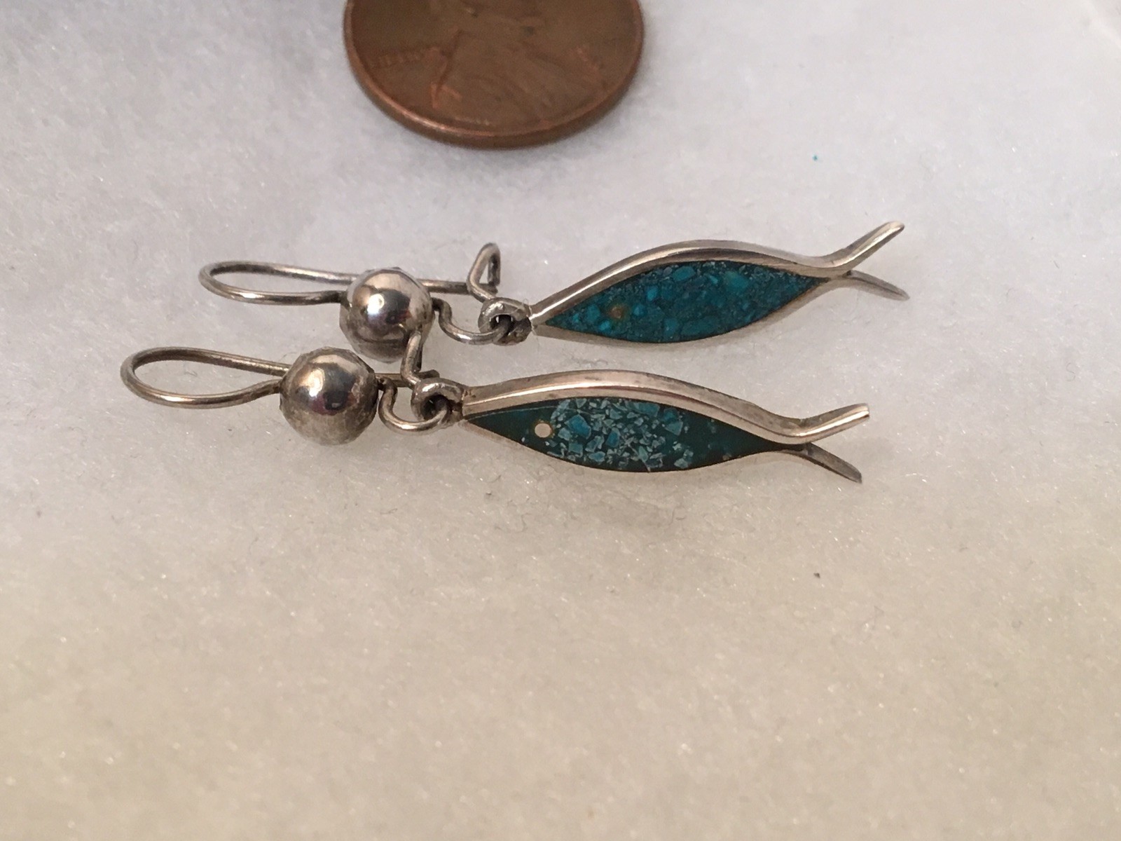 Vintage Mexico Guad JFG Sterling Silver Fish Earrings Auction Finds 702