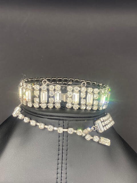 Weiss Emerald-cut and round Rhinestone Choker Necklace and Bracelet Set
