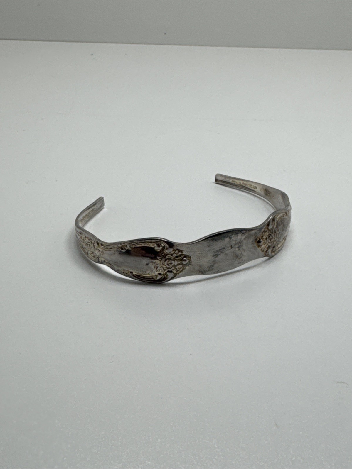 Vintage Silver Plated Spoon Cuff Bracelet Floral Jewelry Oneida Ltd Wm A Rogers