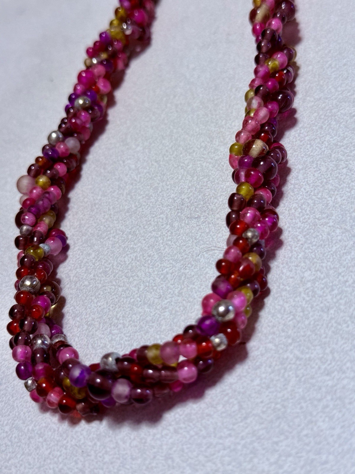 Vintage Tourmaline Beaded Choker W/ Beautiful Spring Colors Pinks Purples