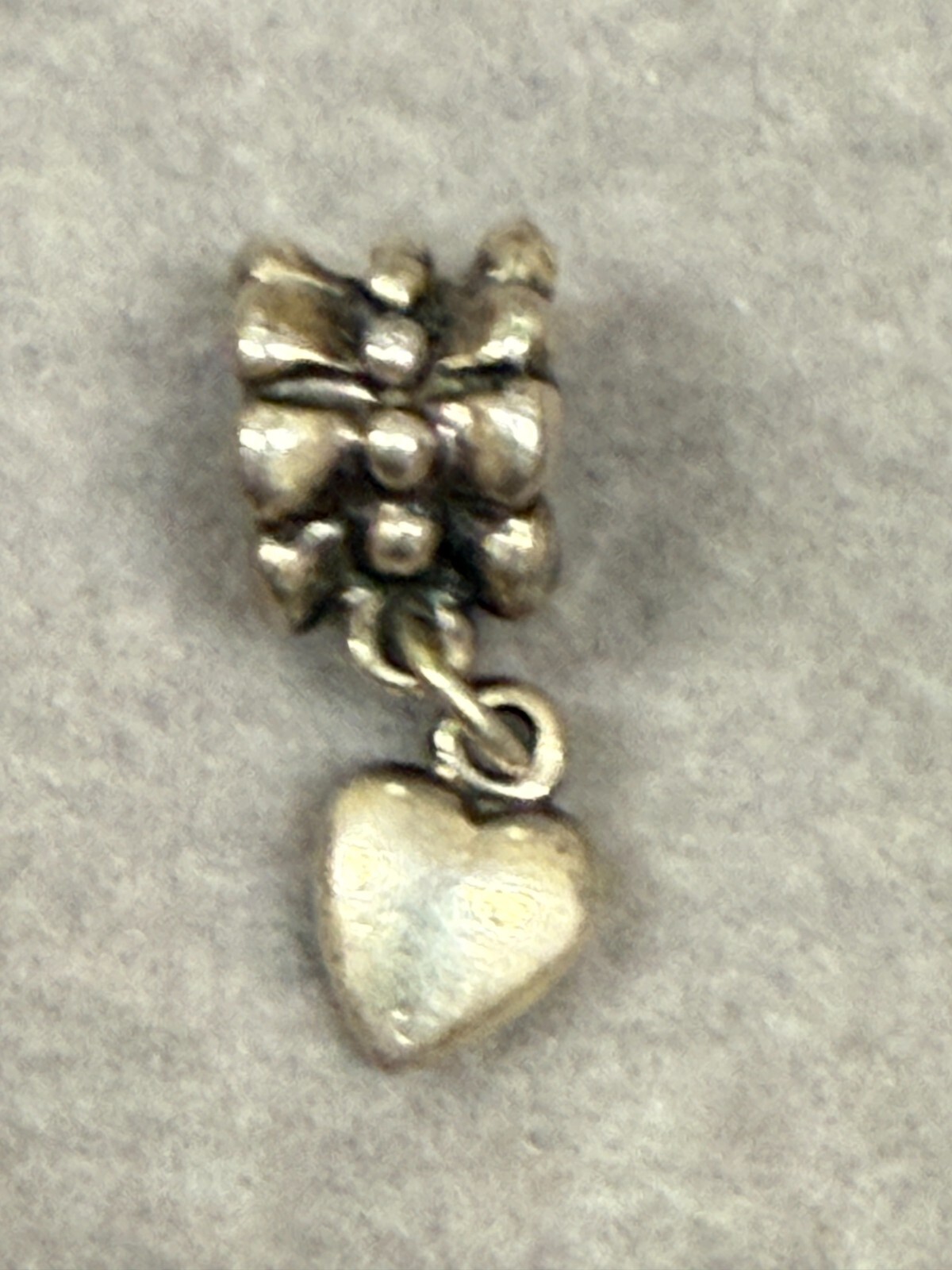 Vintage Reflections Heart Dangle Bead Sterling Silver Classic Charm Pendant 3255