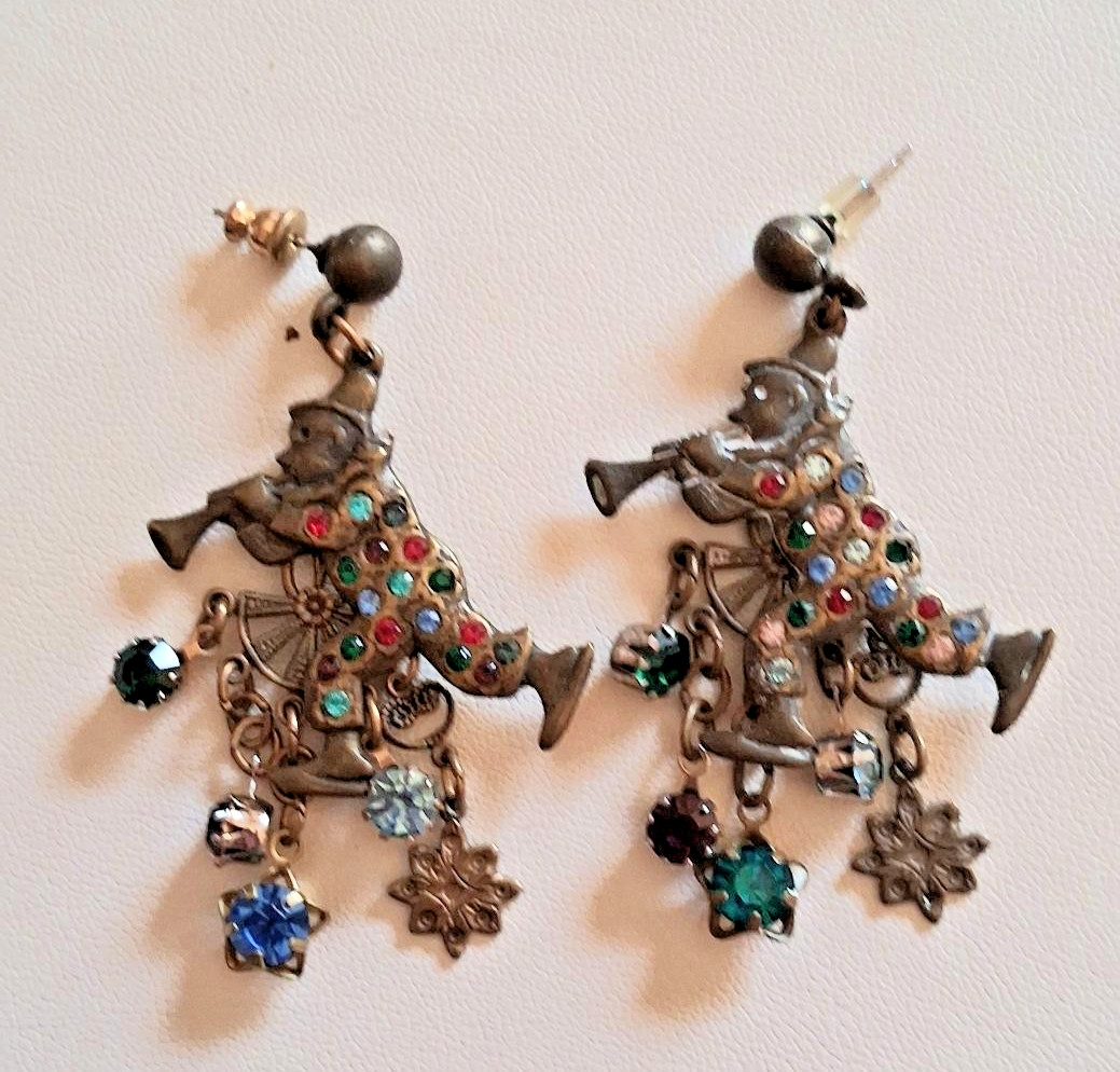 1950’s Multi-Color Rhinestone Clown Post Earrings! Pretty Rare!