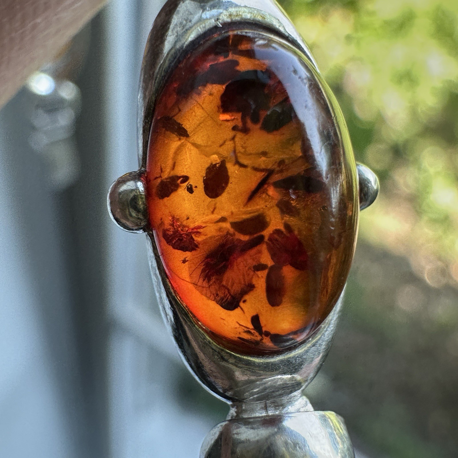 VTG Tennis Link Bracelet 7.25 inches Baltic Amber Egg Yolk 925 Sterling 14.9g