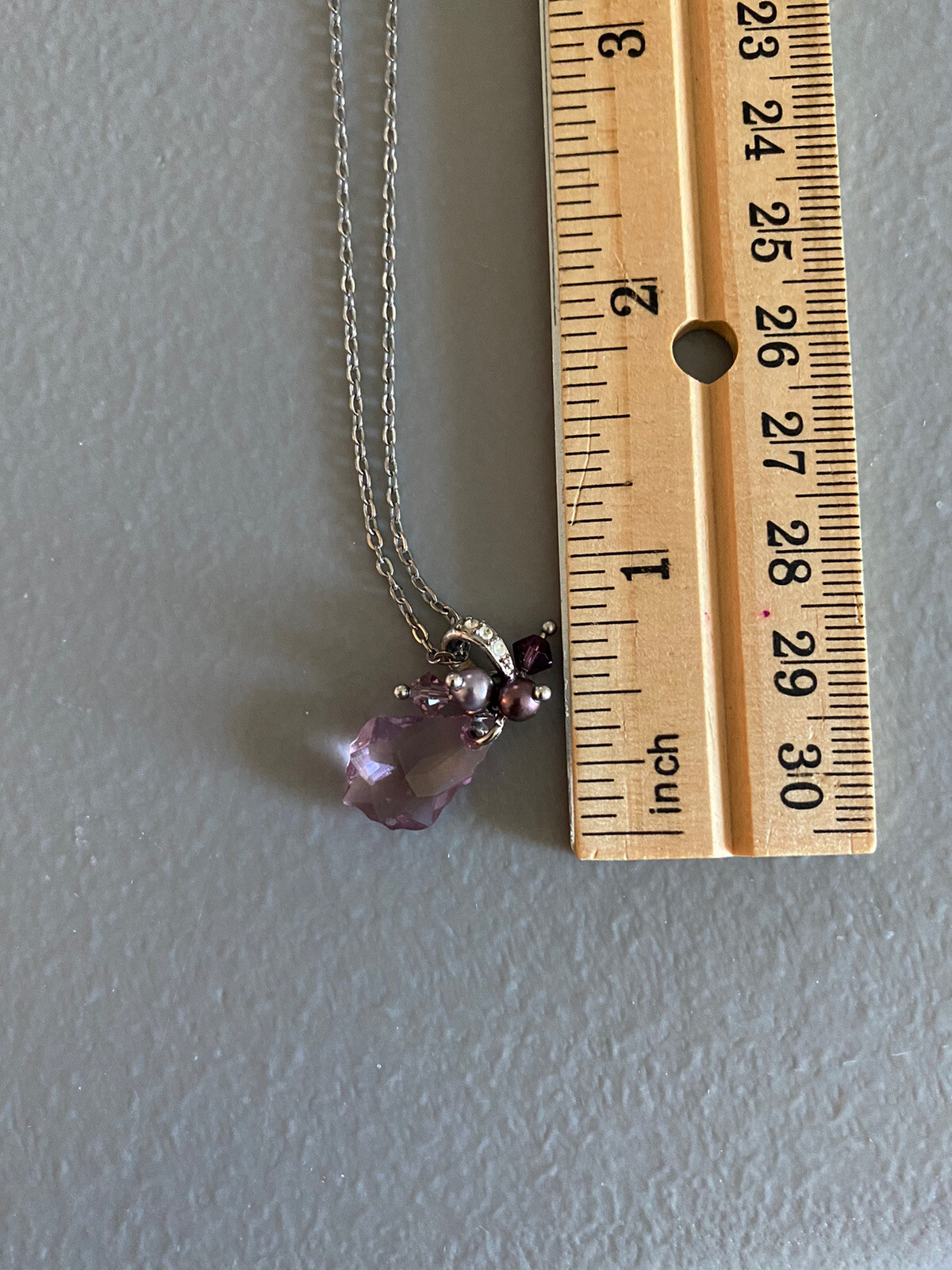 Vintage Pearlmaid JZ Lavender Austrian Crystal Pendant Necklace Purple Boho