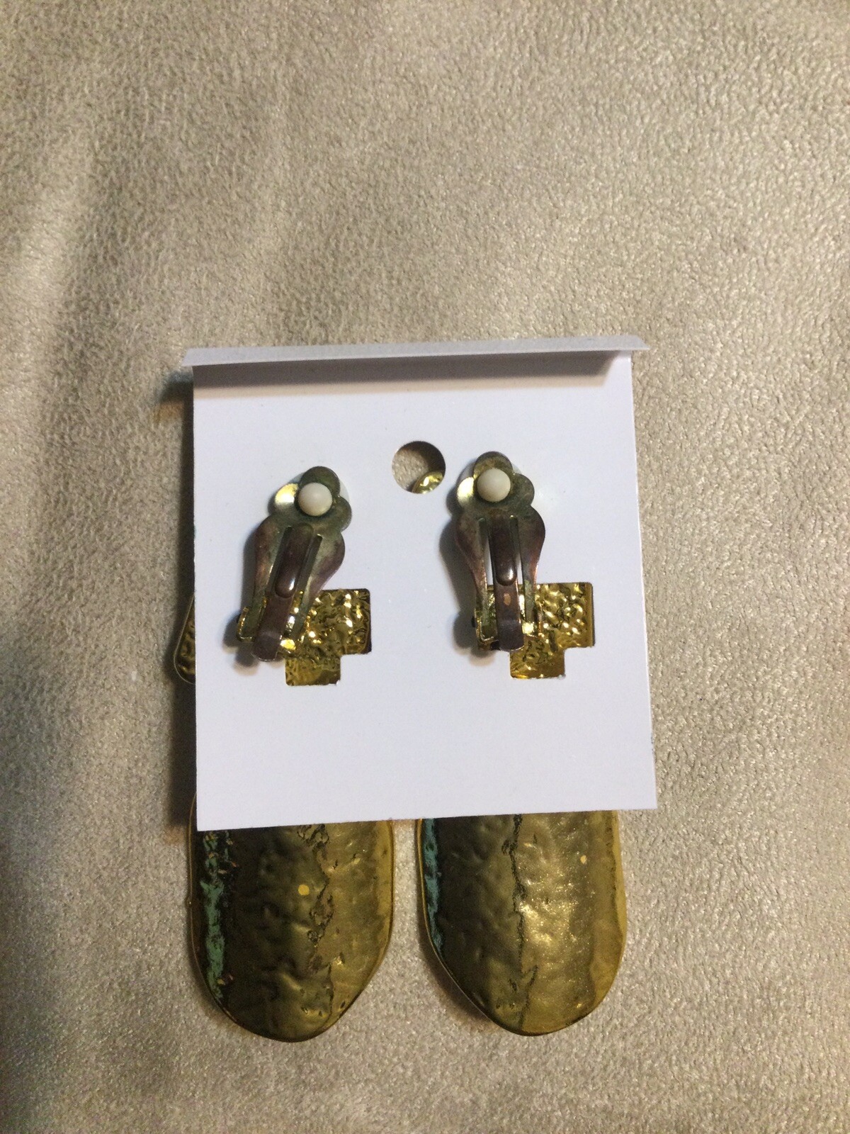 Clip Square Oval Dangle Gold Tone Earrings Very Light Weight