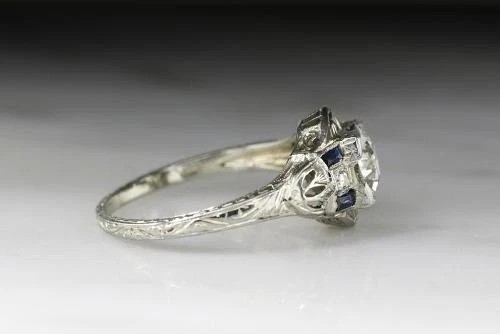 1.50CT Art Deco Round Lab Created Diamond Wedding Ring Vintage Style 925 Silver