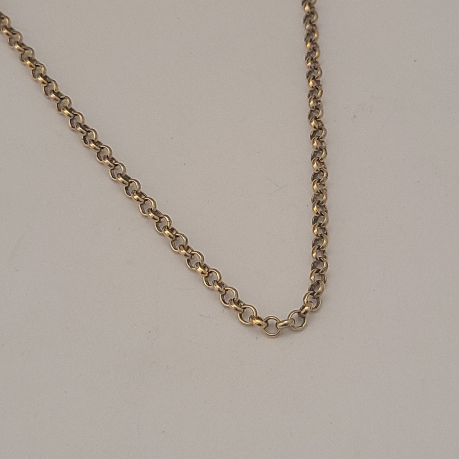 VINTAGE GOLD ON 835 STERLING SILVER 23.5IN LONG MODERNIST CIRCLE LINK NECKLACE