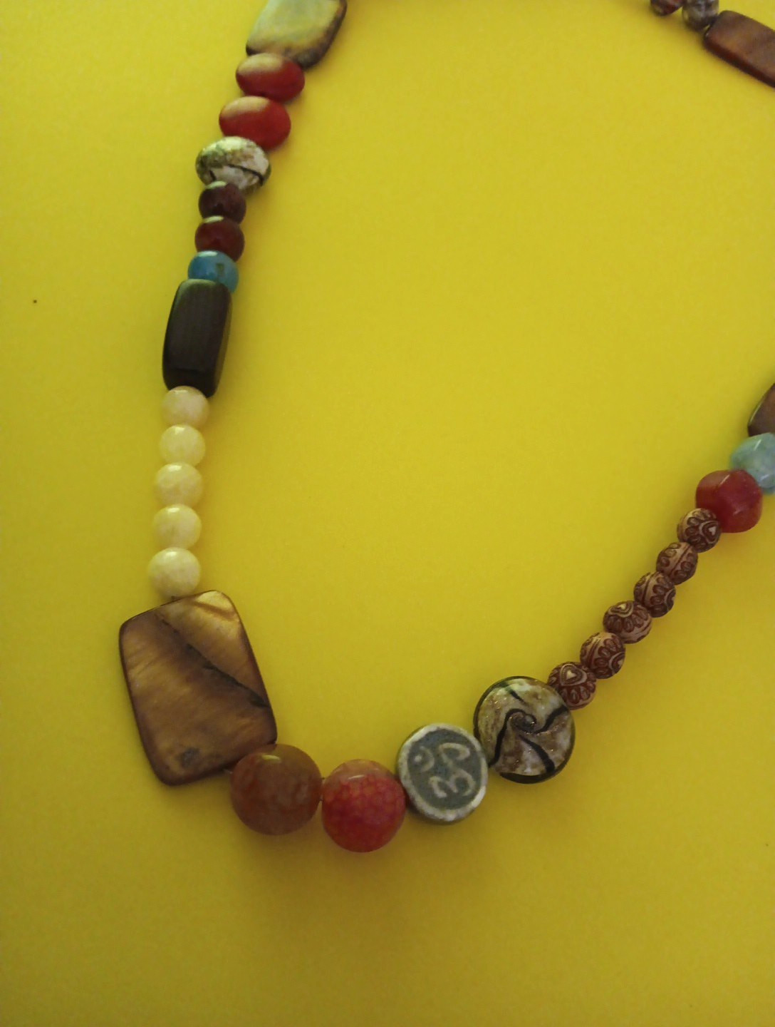 Vtg Fun Bead/Wood & Stone & Necklace Multi Colors/Shapes