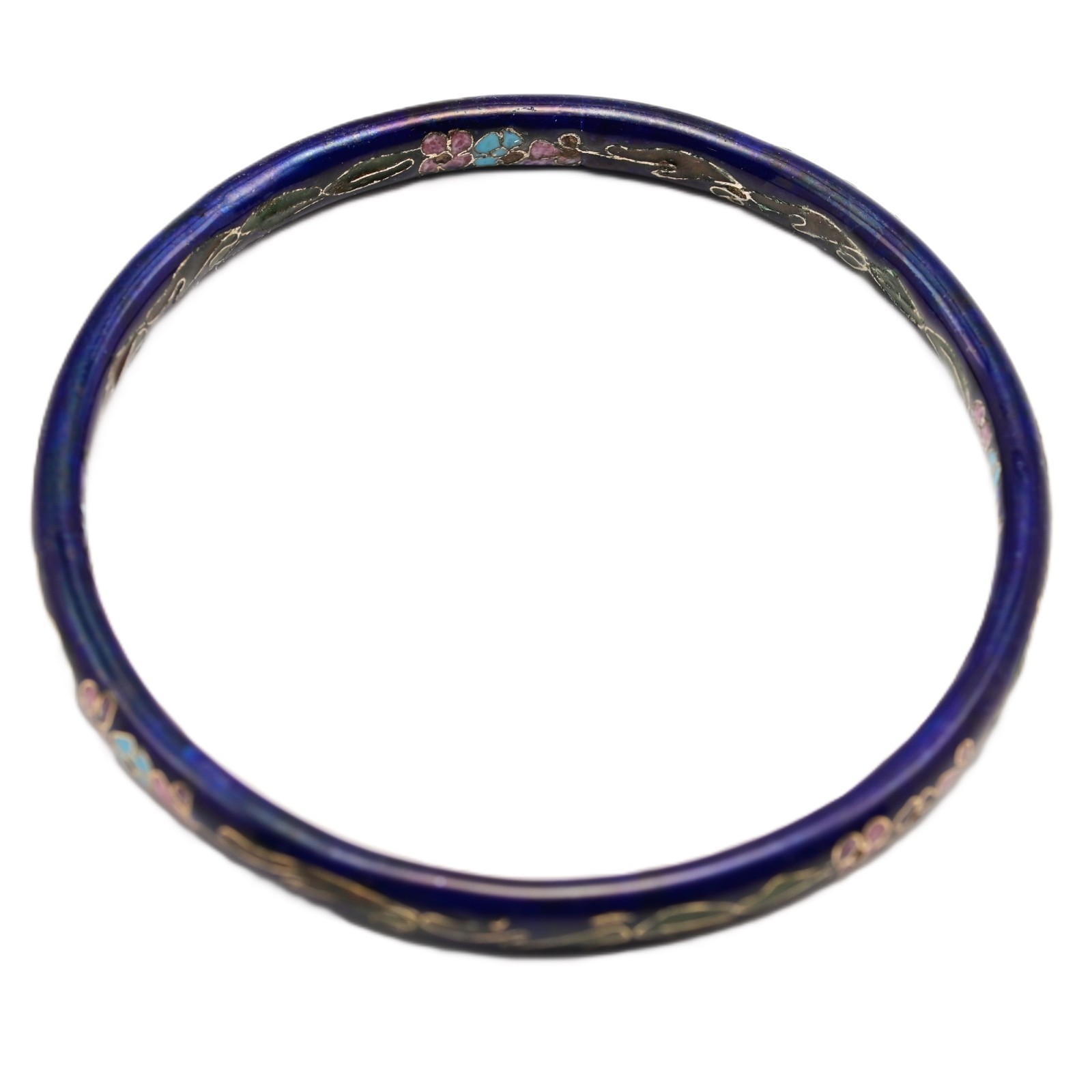 Chinese Vintage Original Enamel Cloisonne Asian Champleve Estate Bangle Bracelet