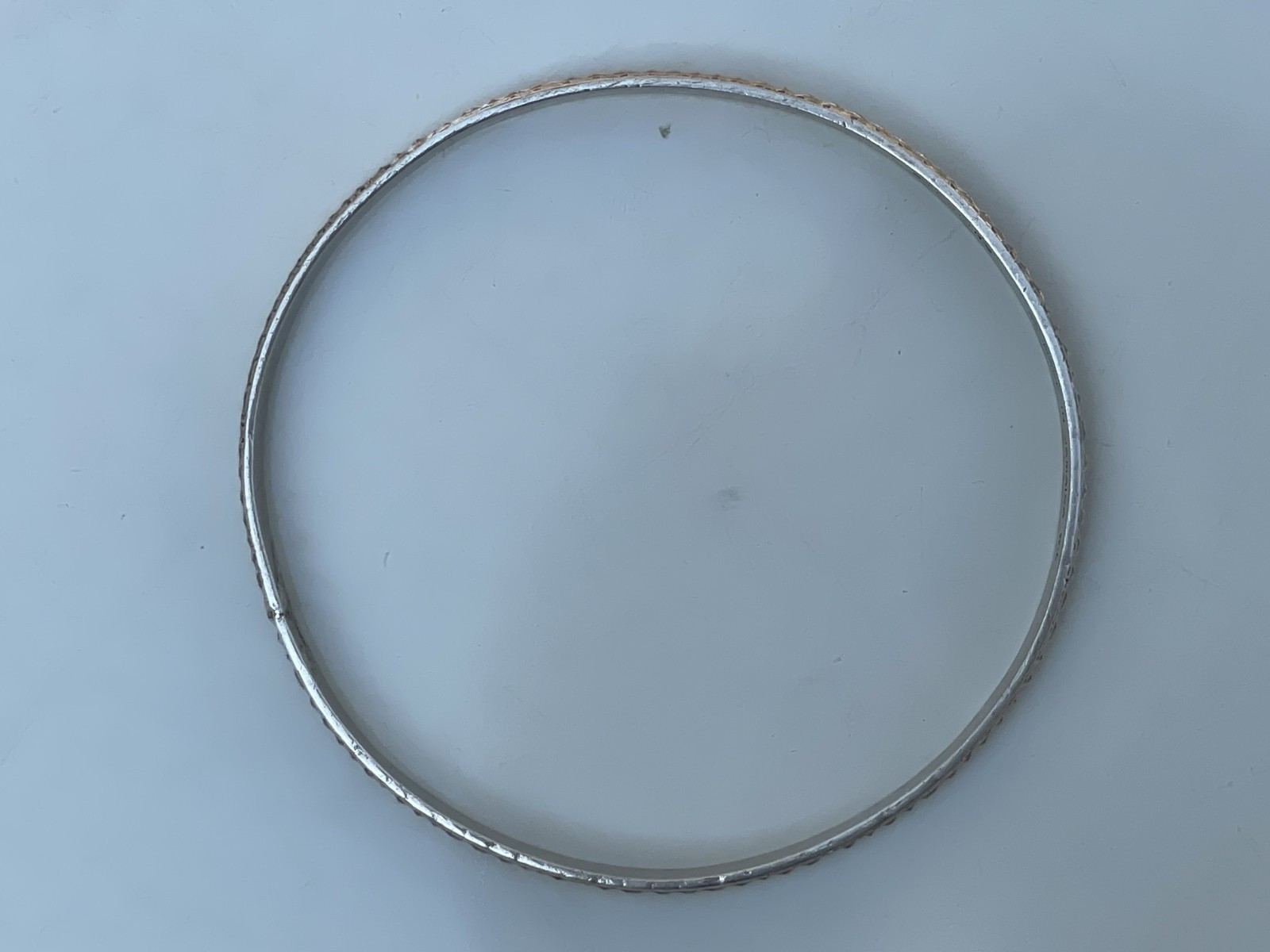 Vintage Jamaica AC 925 Sterling Silver Ribbed Bangle Bracelet 13 Grams 8″