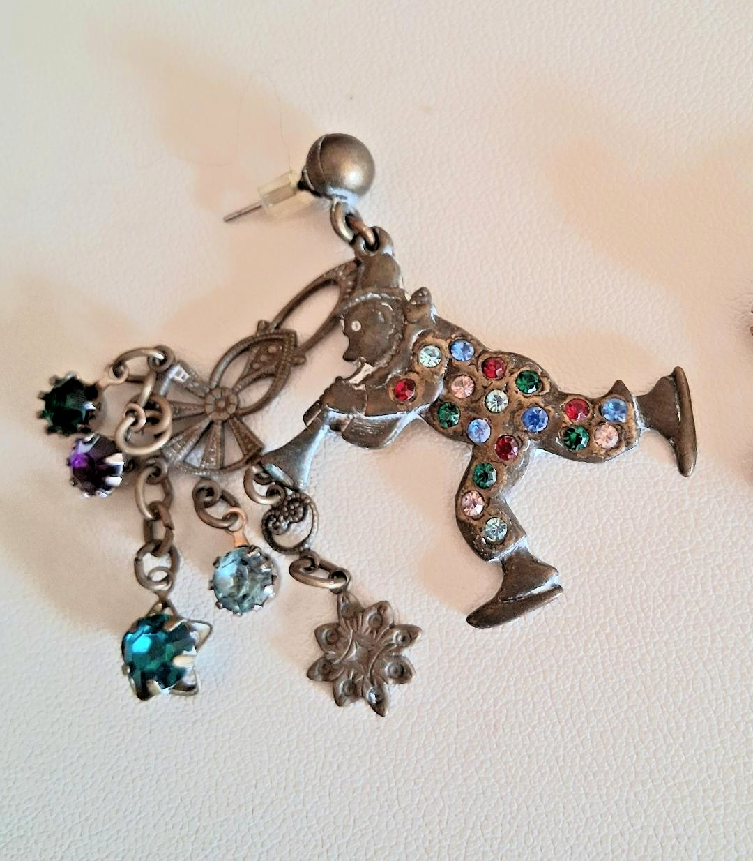 1950’s Multi-Color Rhinestone Clown Post Earrings! Pretty Rare!