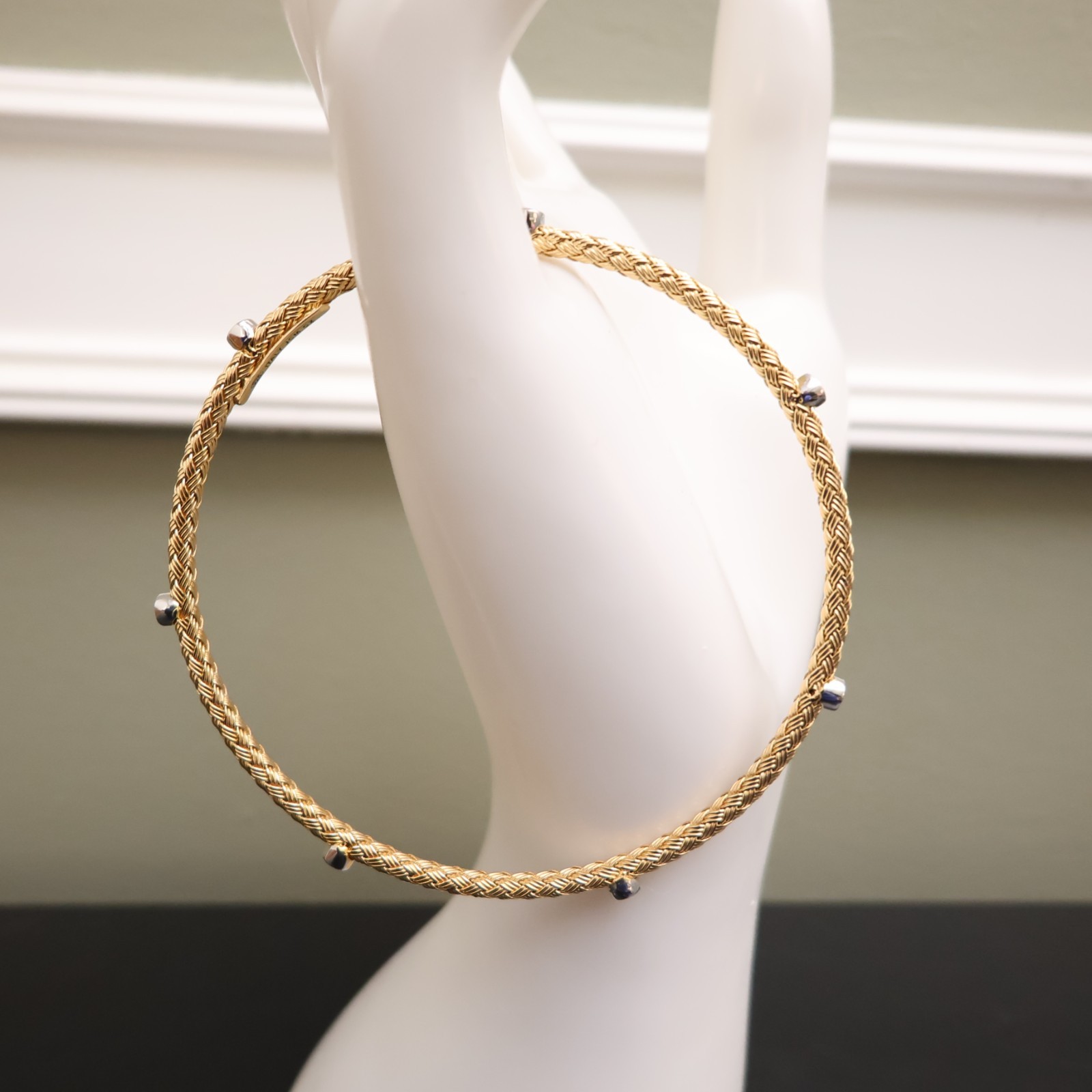 JCM Jewelry bracelet 18K yellow gold clad 925 sterling silver DMQ station 7.25in