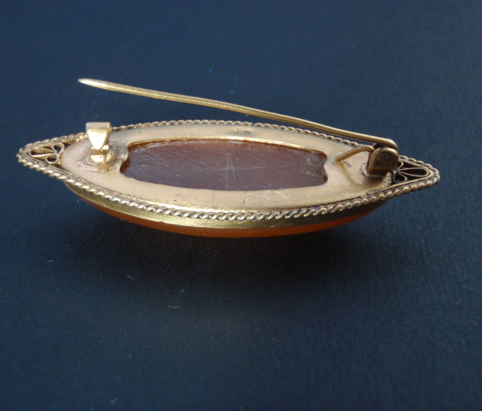 1960 AMBER Vintage Brooch Art Deco Pin Antique Handmade Gold Plated Original 100
