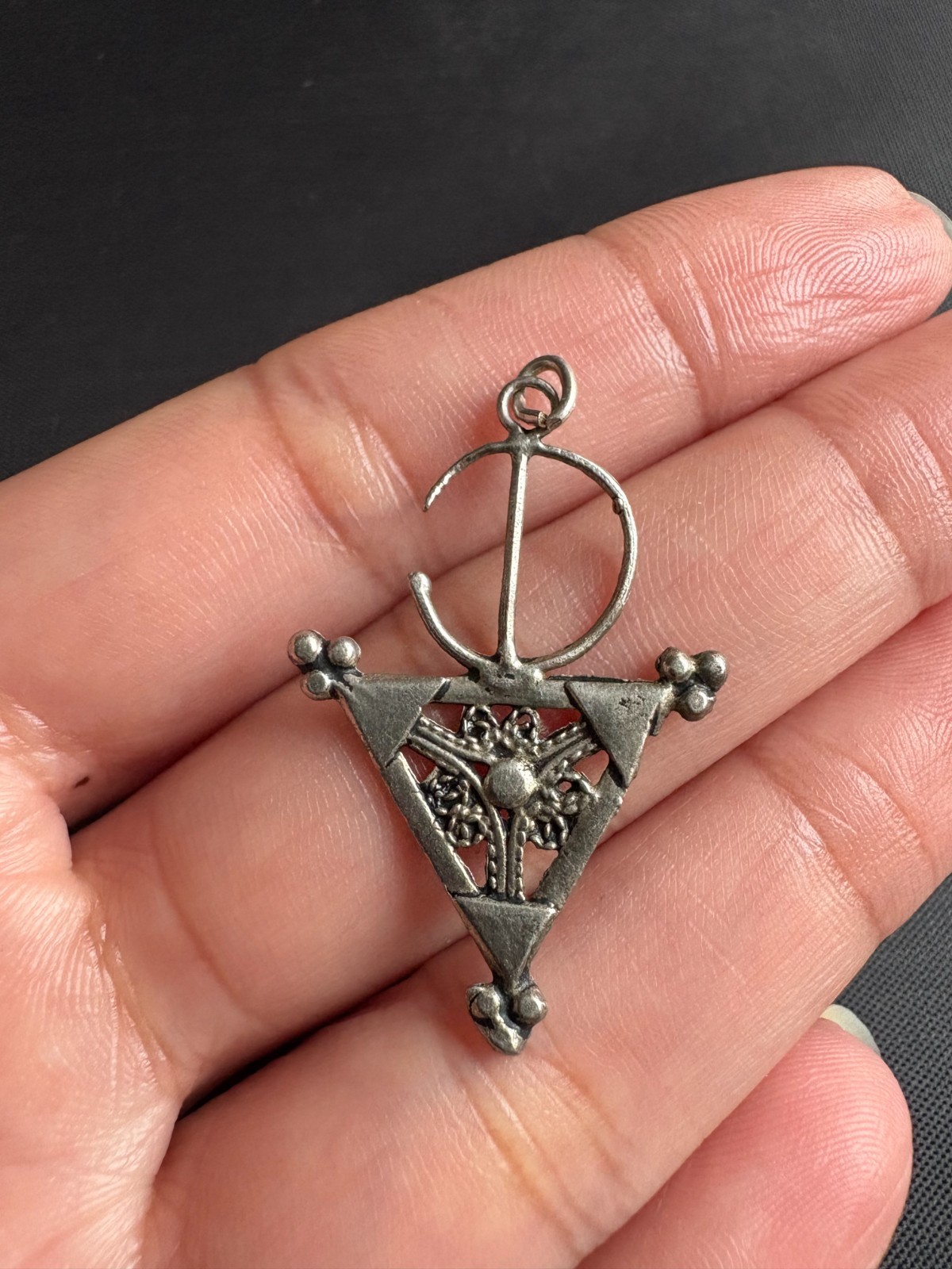 Vintage Silver Amazigh Fibula Pendant Handmade Moroccan Tribal Pendant