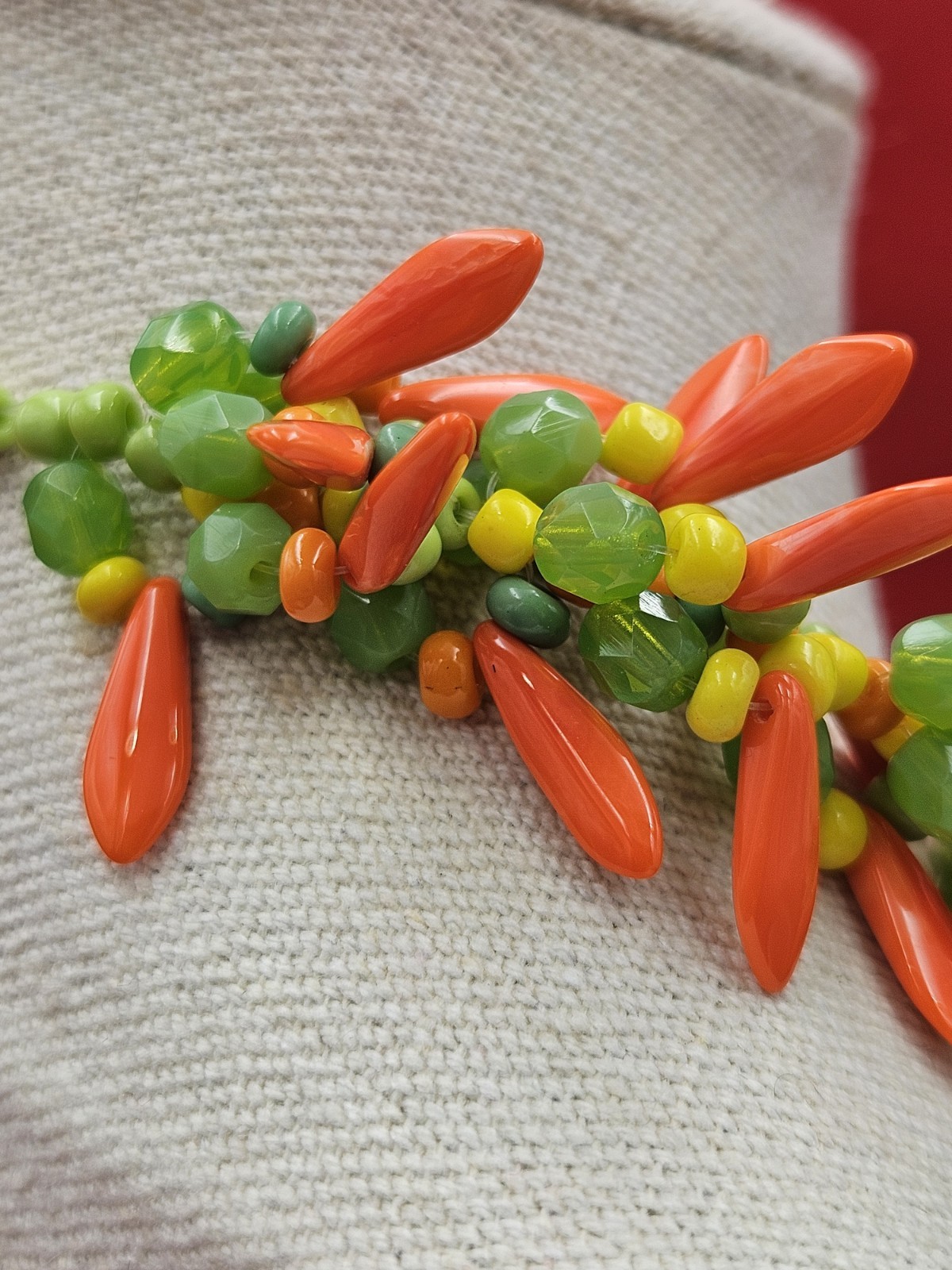 Vintage Colorful Glass Beaded Tutti Frutti Necklace Corn Carrots Peas