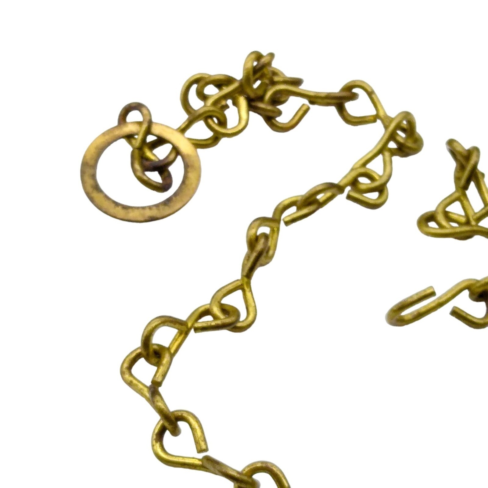 Vintage Brass Watch Chain Choker Necklace with Button Loop and Hook