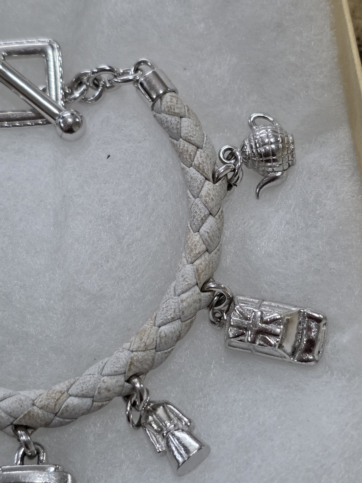 BURBERRY STERLING SILVER 925 CHARM WATCH BRACELET W/ 7 CHARMS