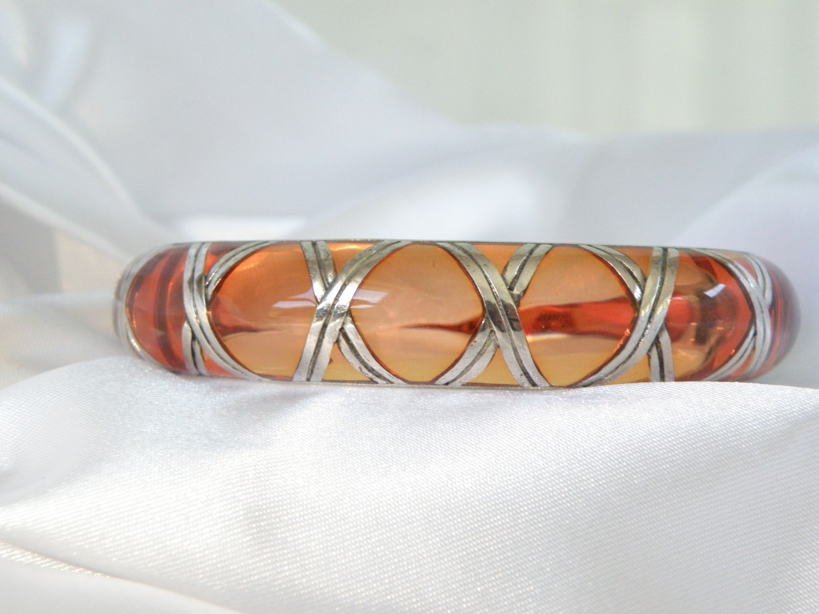 Angelique de Paris Sterling Silver Bamboo Thick Hinged Bracelet 7.5″