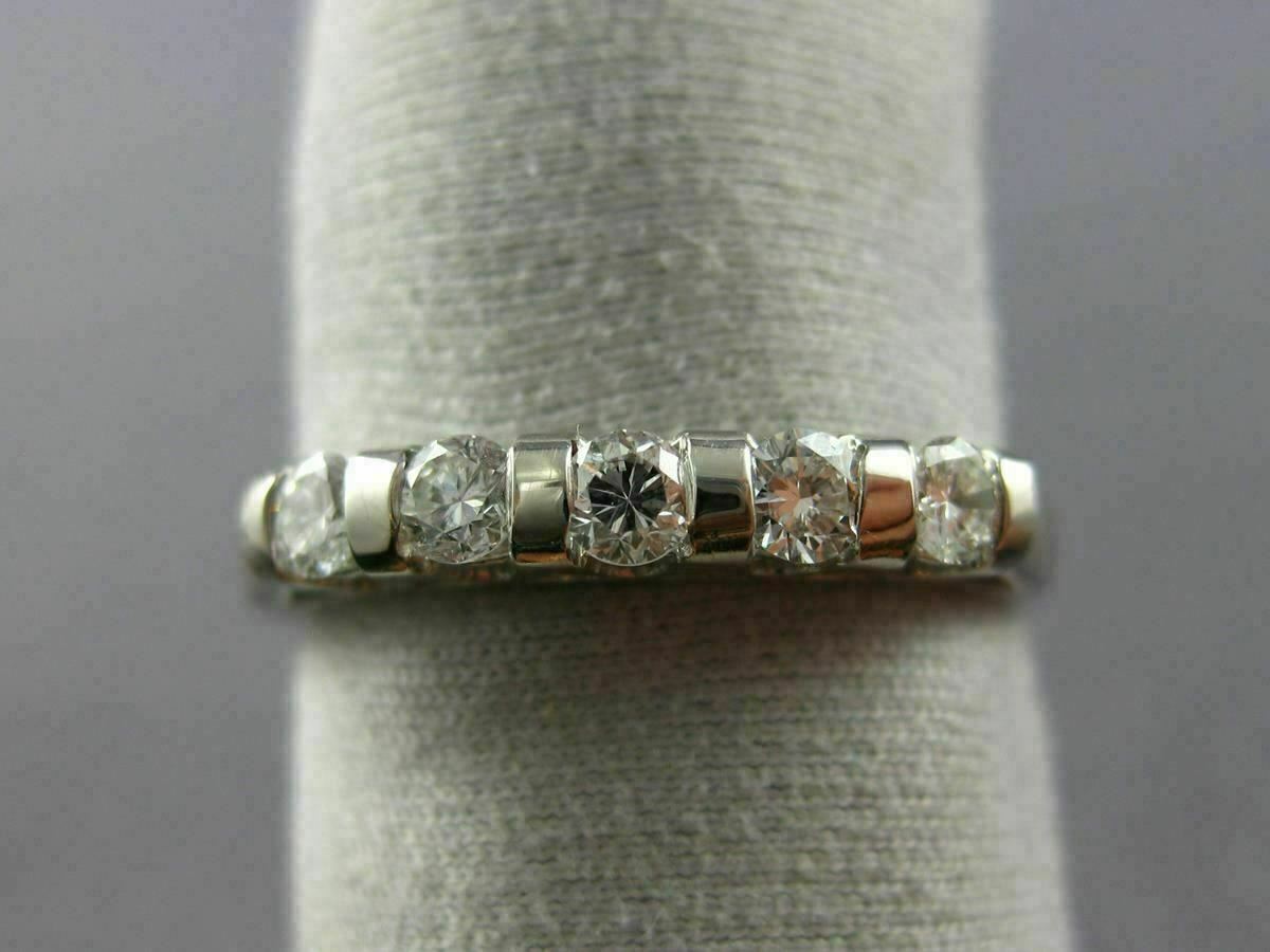ESTATE 5 DIAMOND 14K WHITE GOLD TENSION SET WEDDING ANNIVERSARY RING 2.5MM 14603
