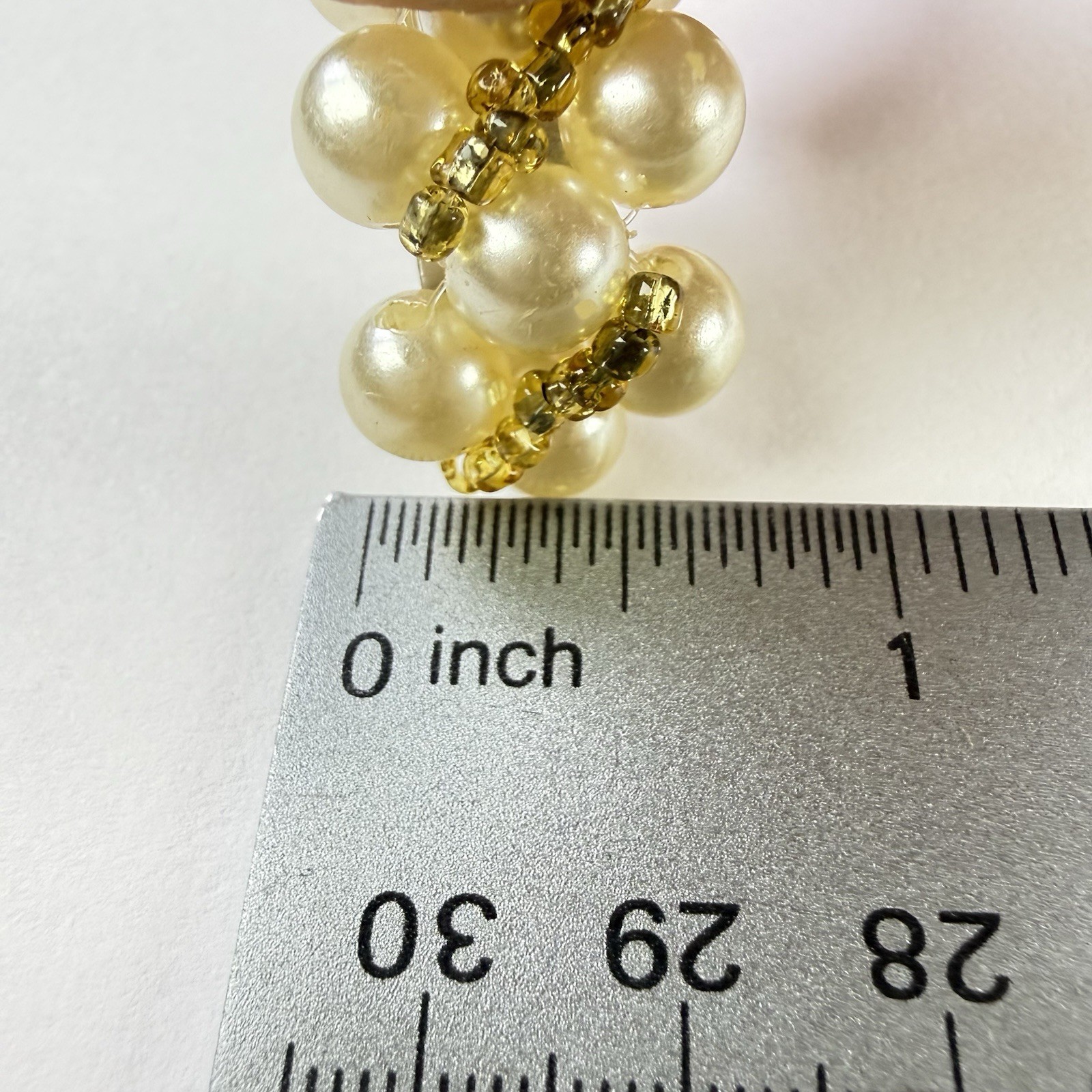 Vtg Faux Pearl Cluster Earrings Omega Back Post Ivory Gold Beaded Bridal