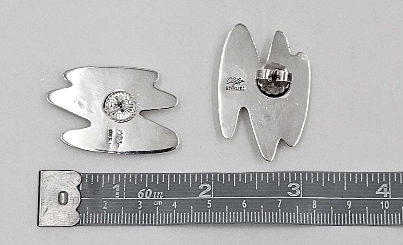 Designer Joe Clift Sterling Silver Large Modernist Earrings Circa 1960/70’s