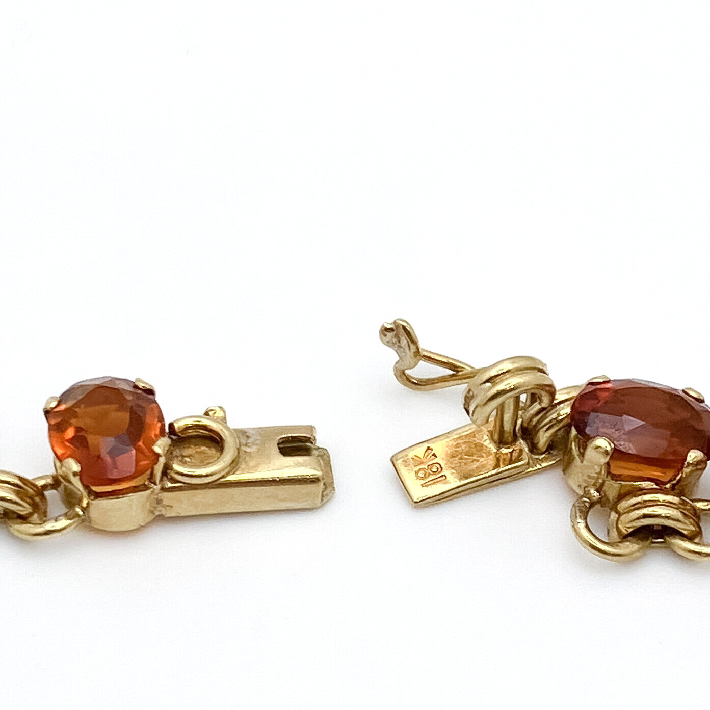 Vintage Mid Century 18k Gold Riviere Citrine 17″ Necklace Signed GB